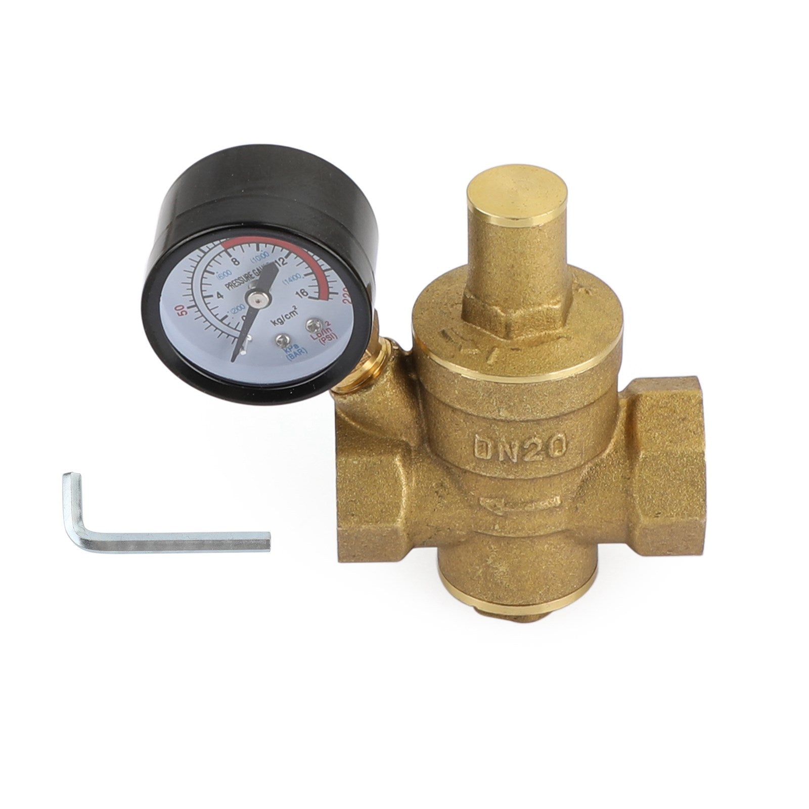 DN20 NPT 3/4" Réglable Laiton Eau Régulateur De Pression Réducteur Avec Jauge