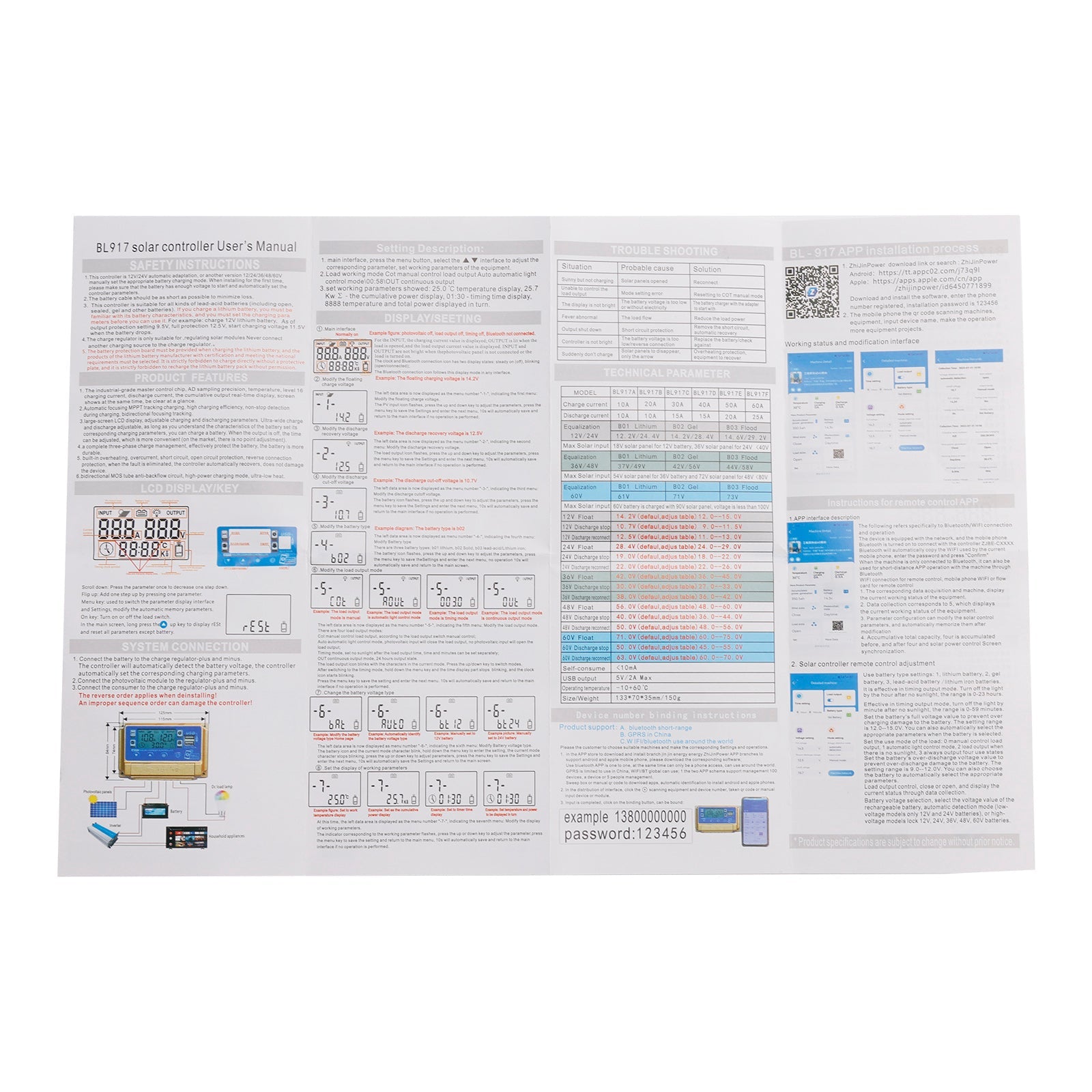 Contrôleur solaire MPPT dédié à stockage d'énergie intégré 30/60 A, Bluetooth