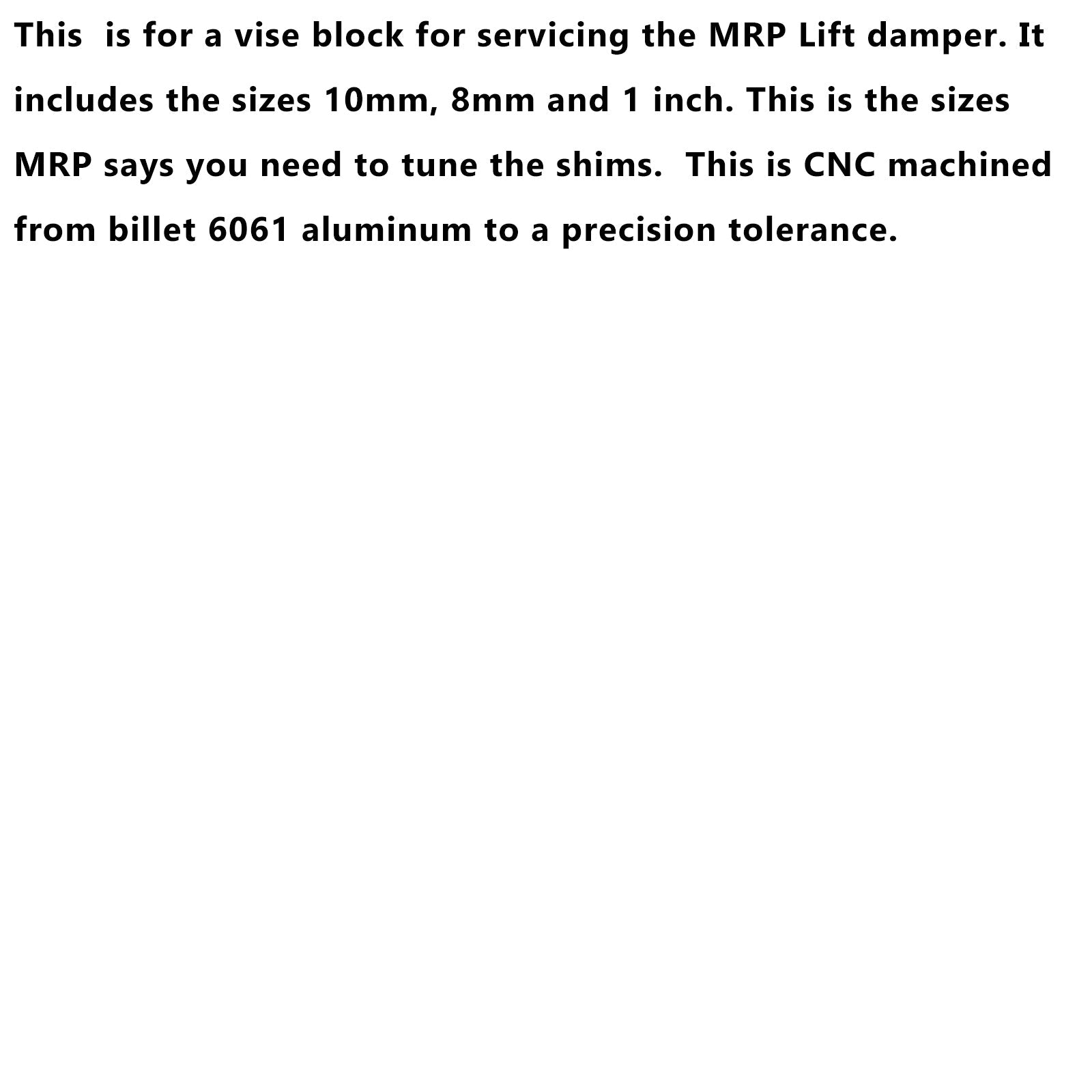Herramienta de ajuste para el absorbedor de choque MRP. Incluye un bloque vicio/8 mm/10 mm/1 pulgada.