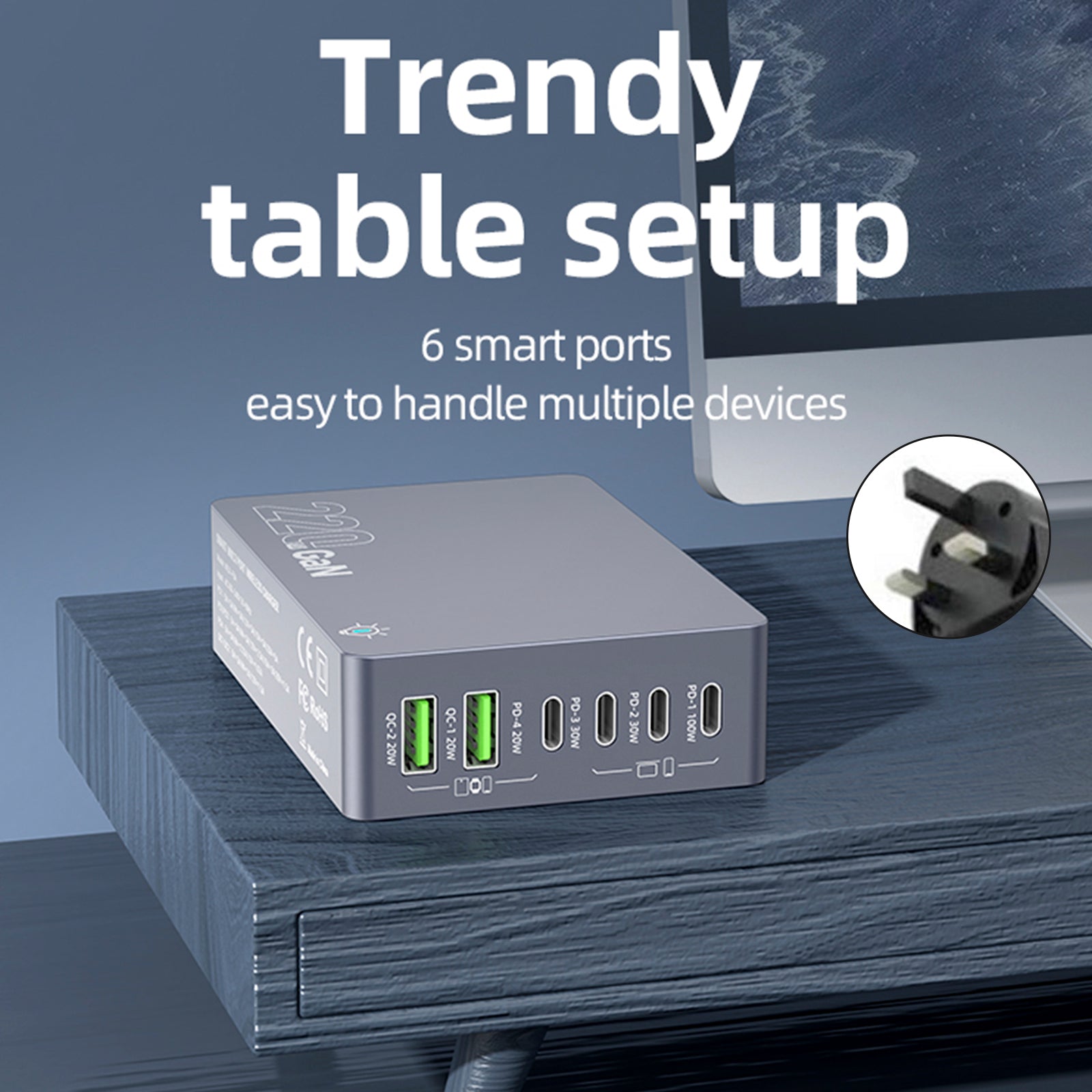 F8A Station Station F8A Fast Charger USB 6 Pristanišča PD100W polnilnik polnilnika PD100W