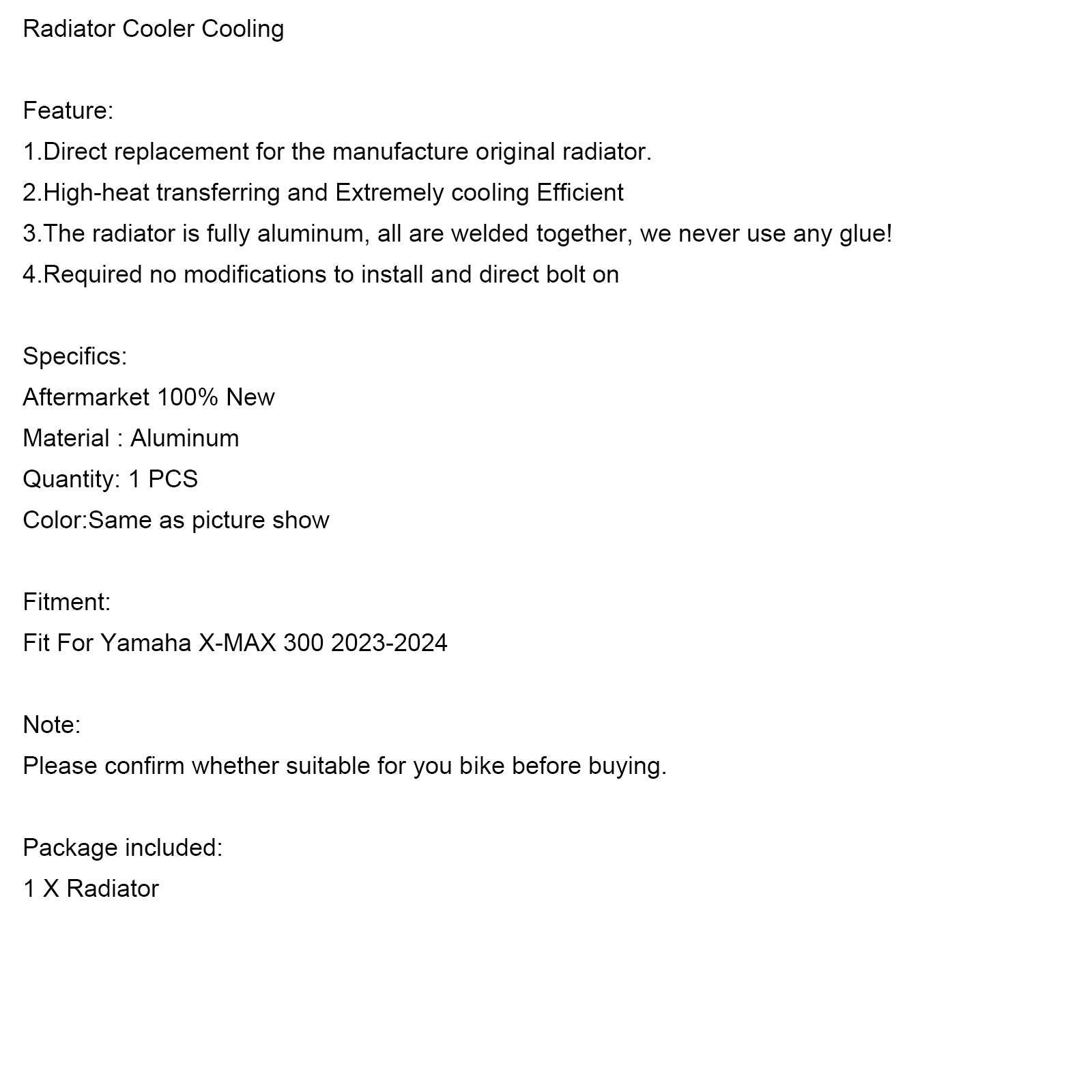 YAMAHA X-MAX 300 XMAX 2023-2024 Radiatorkoelmotor koeler