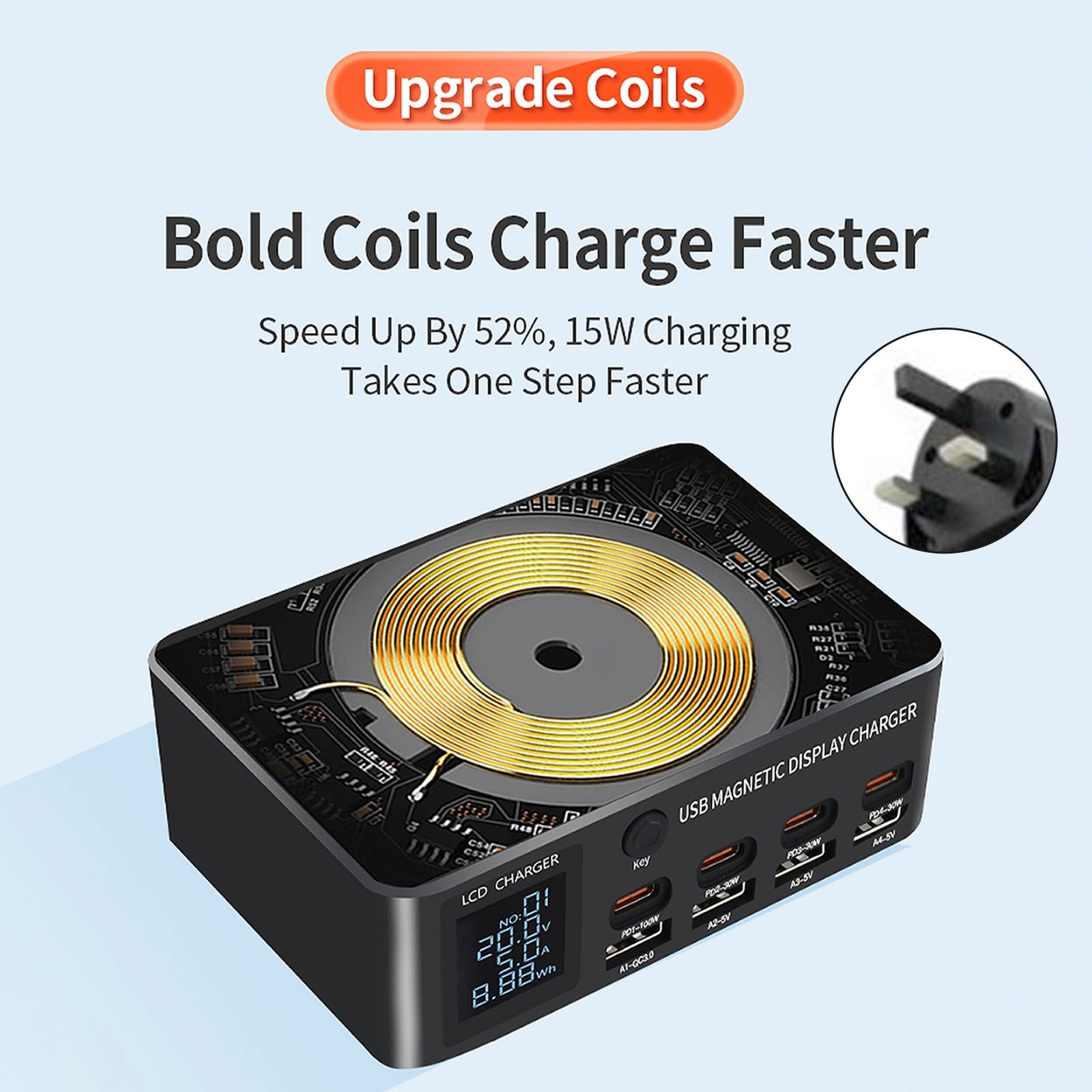 Caricatore rapido 140 W PD100 W Multiport intelligente USB per laptop