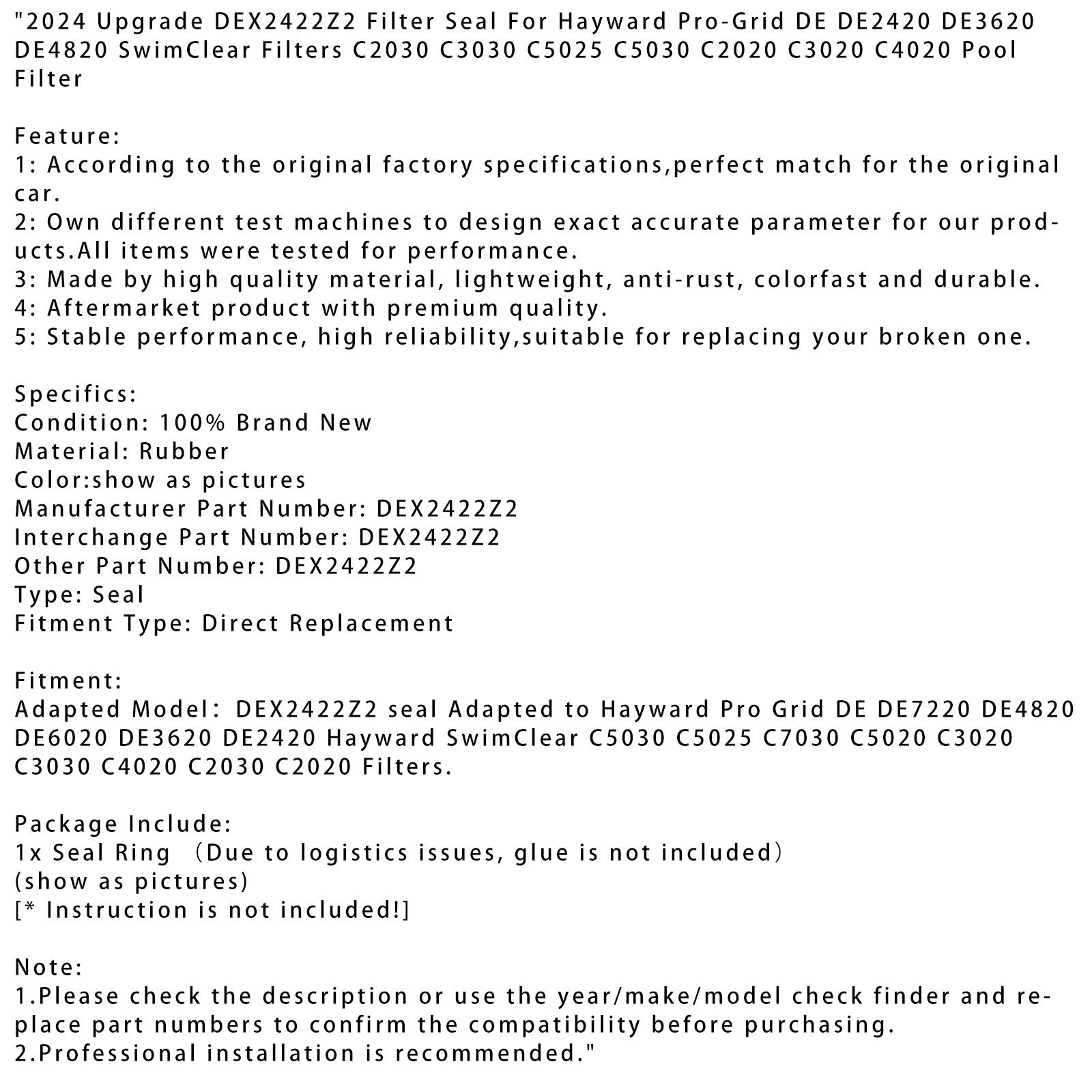 Joint de filtre DEX2422Z2 de mise à niveau pour Hayward Pro-Grid DE DE2420 DE3620