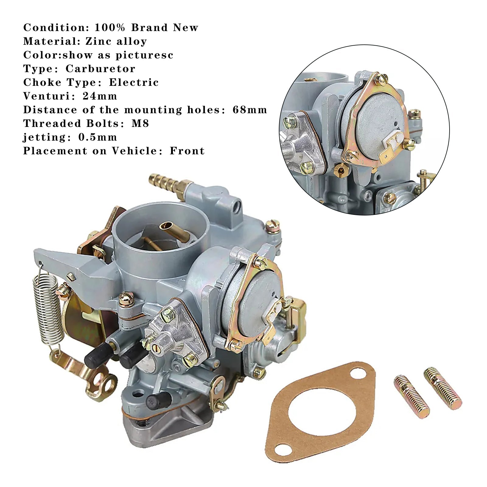 Volkswagen Beetle 30/31 PICT-3 Tipo 1 y 2 Bug Bus Ghia Carburador con junta 113129029A Genérico