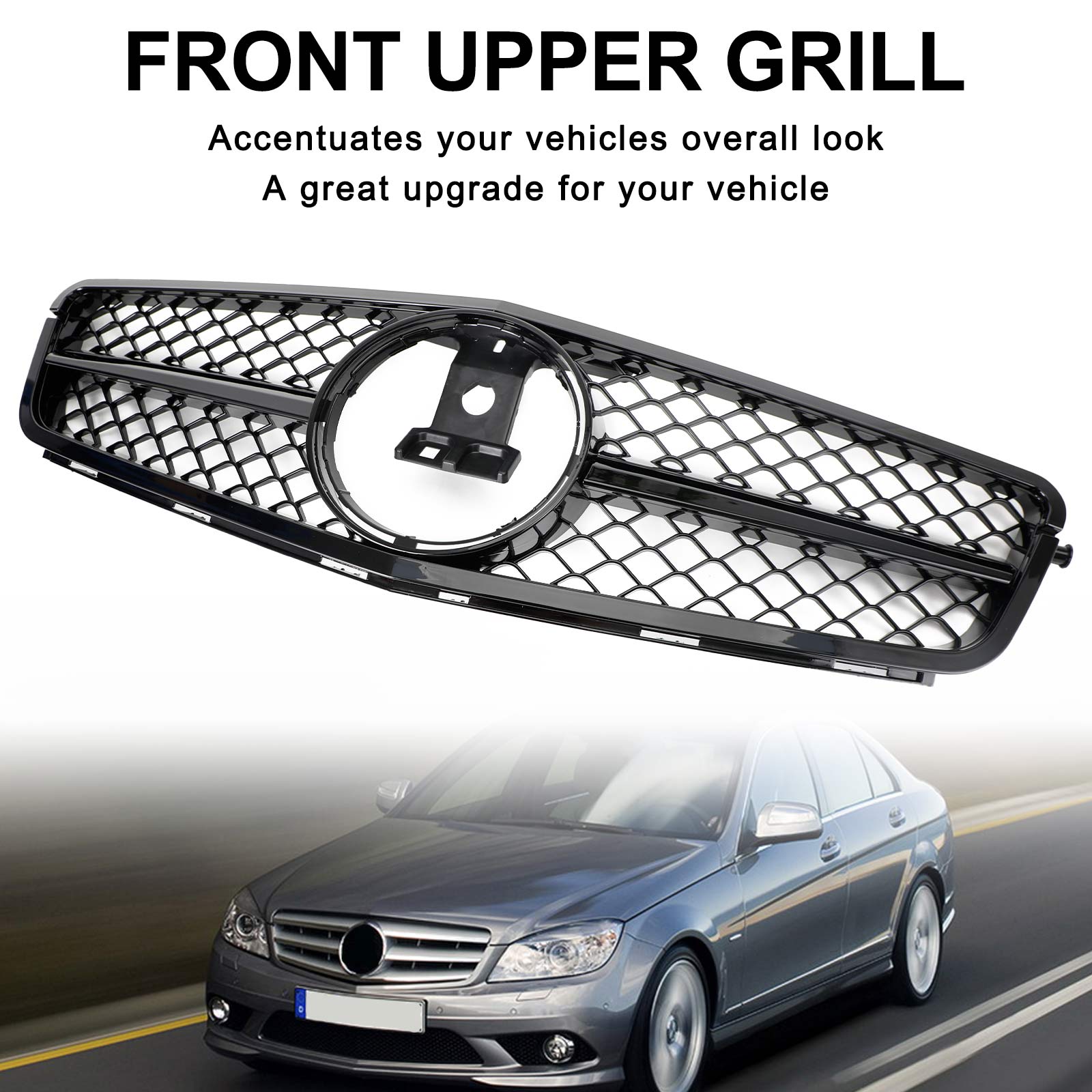 Front Bumper Grille Grill Pour C-Class Benz W204 C300 C350 2008-2014 w/LED