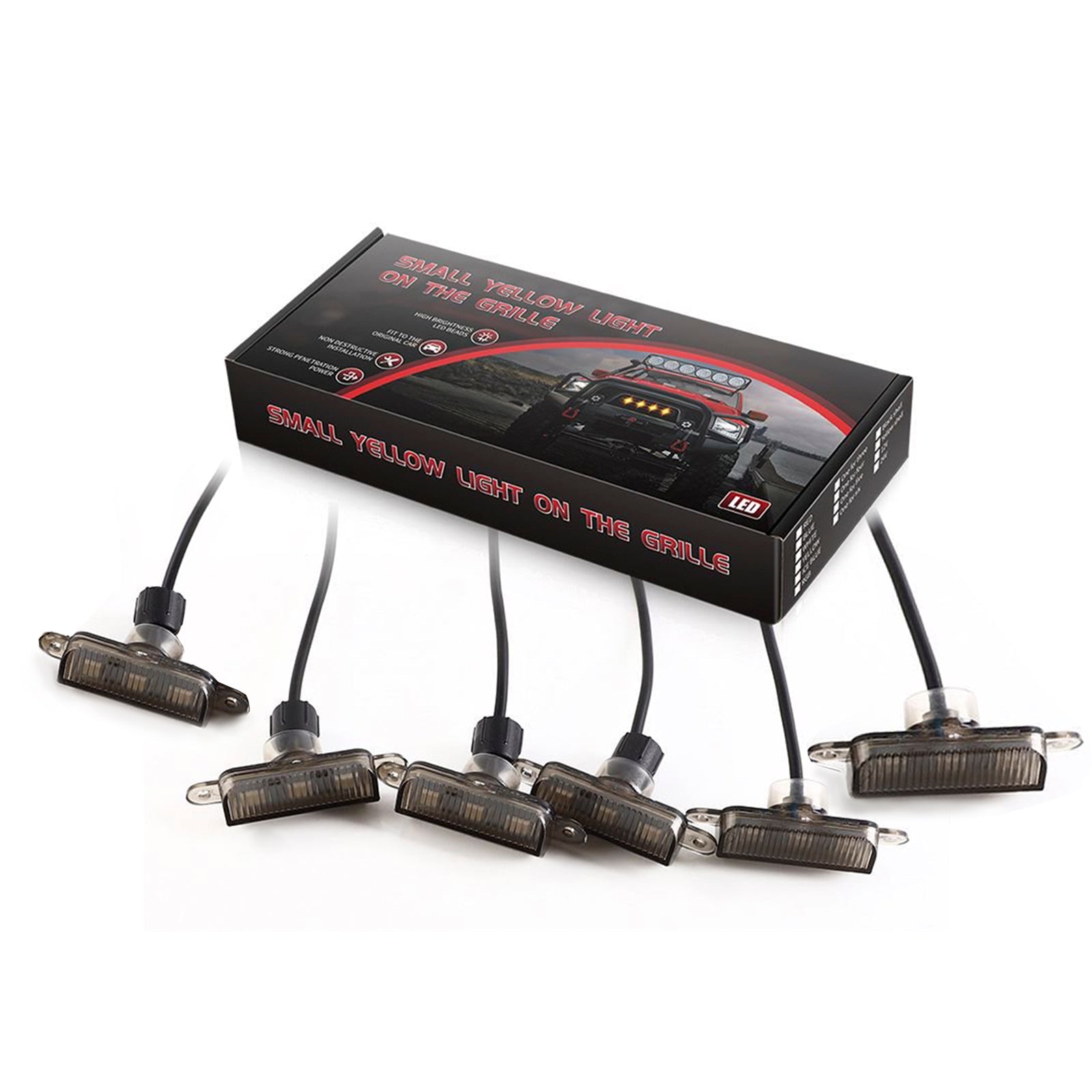 6 szt. świateł LED RGB do przedniego grilla z kontrolerem'zastosowanie dla pojazdów terenowych typu SUV