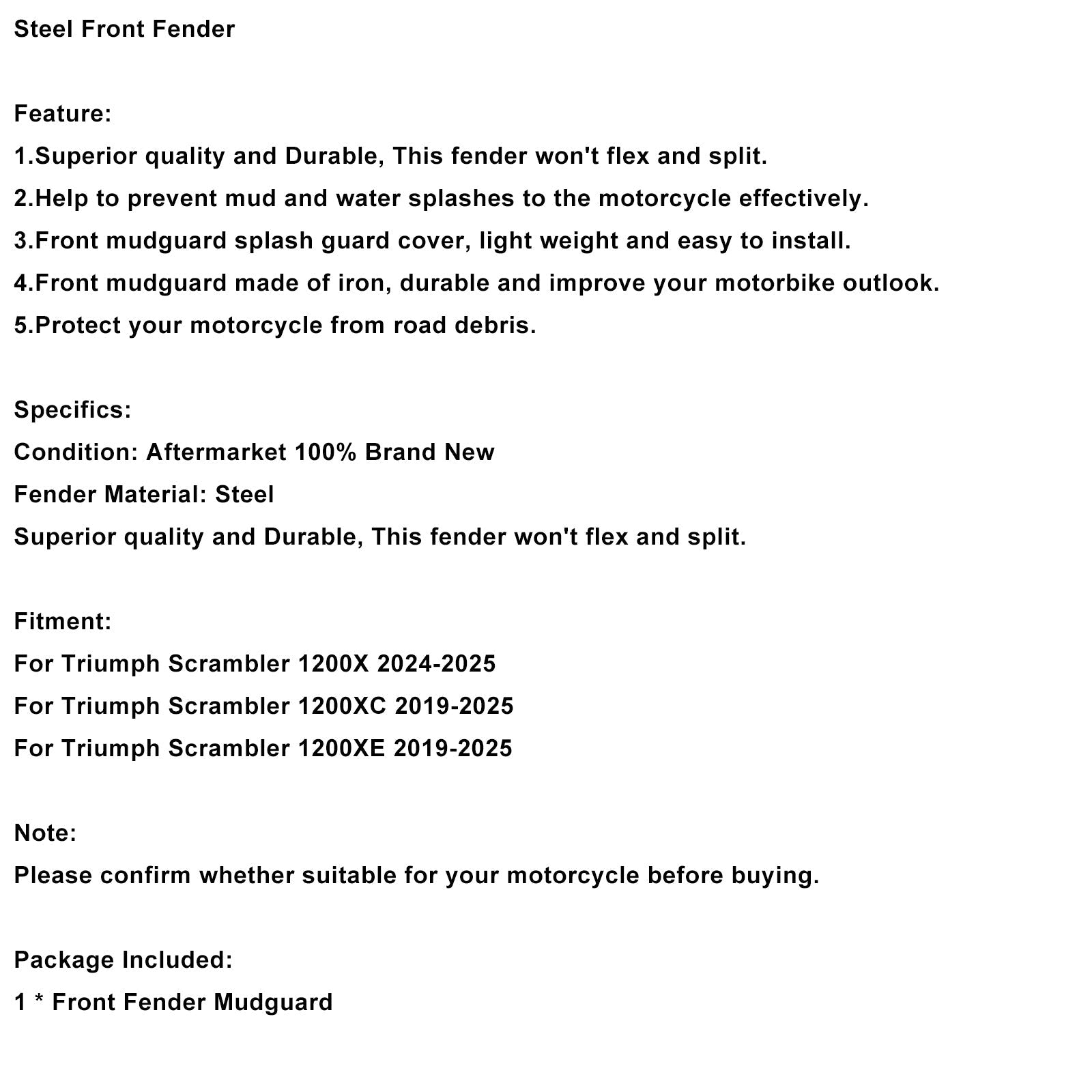 Stalen voorspatbord voor Triumph Scrambler 1200X (2024-2025)