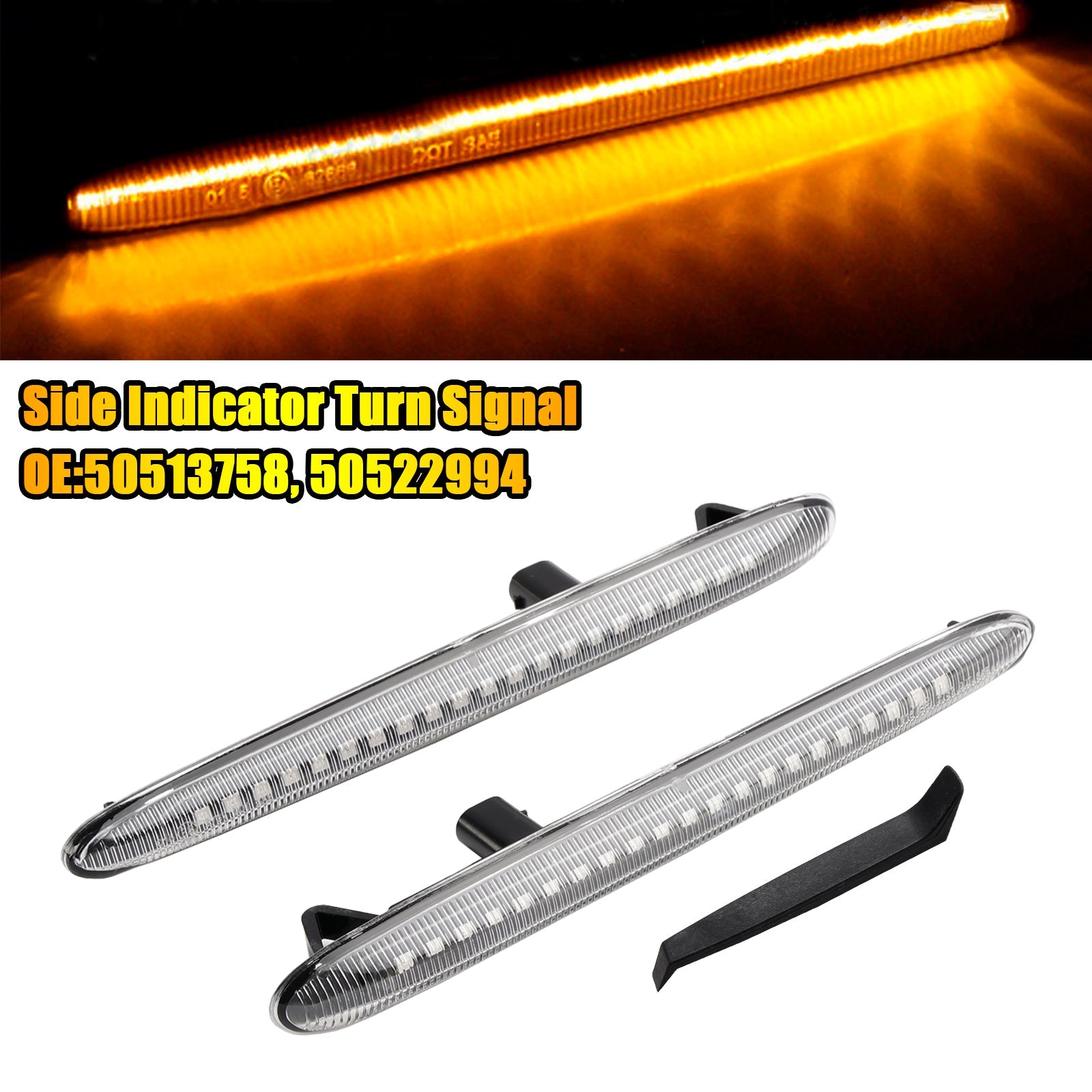 Sekwencyjne boczne miganie z przezroczystą diodą LED dla Alfa Romeo Giulietta Sprint 2010-2016 50513758 50522994