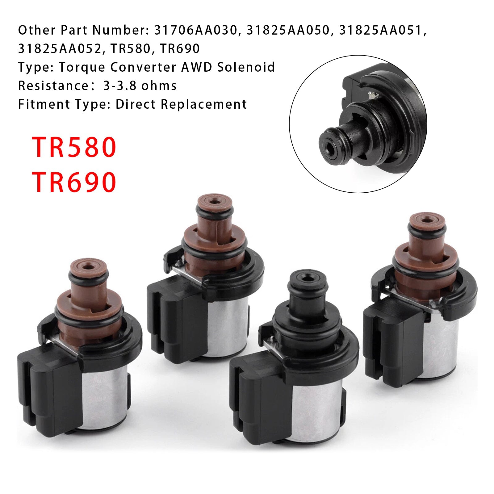 Solénoïde de convertisseur de couple AWD Subaru Lineartronic CVT TR580 TR690 4 pièces