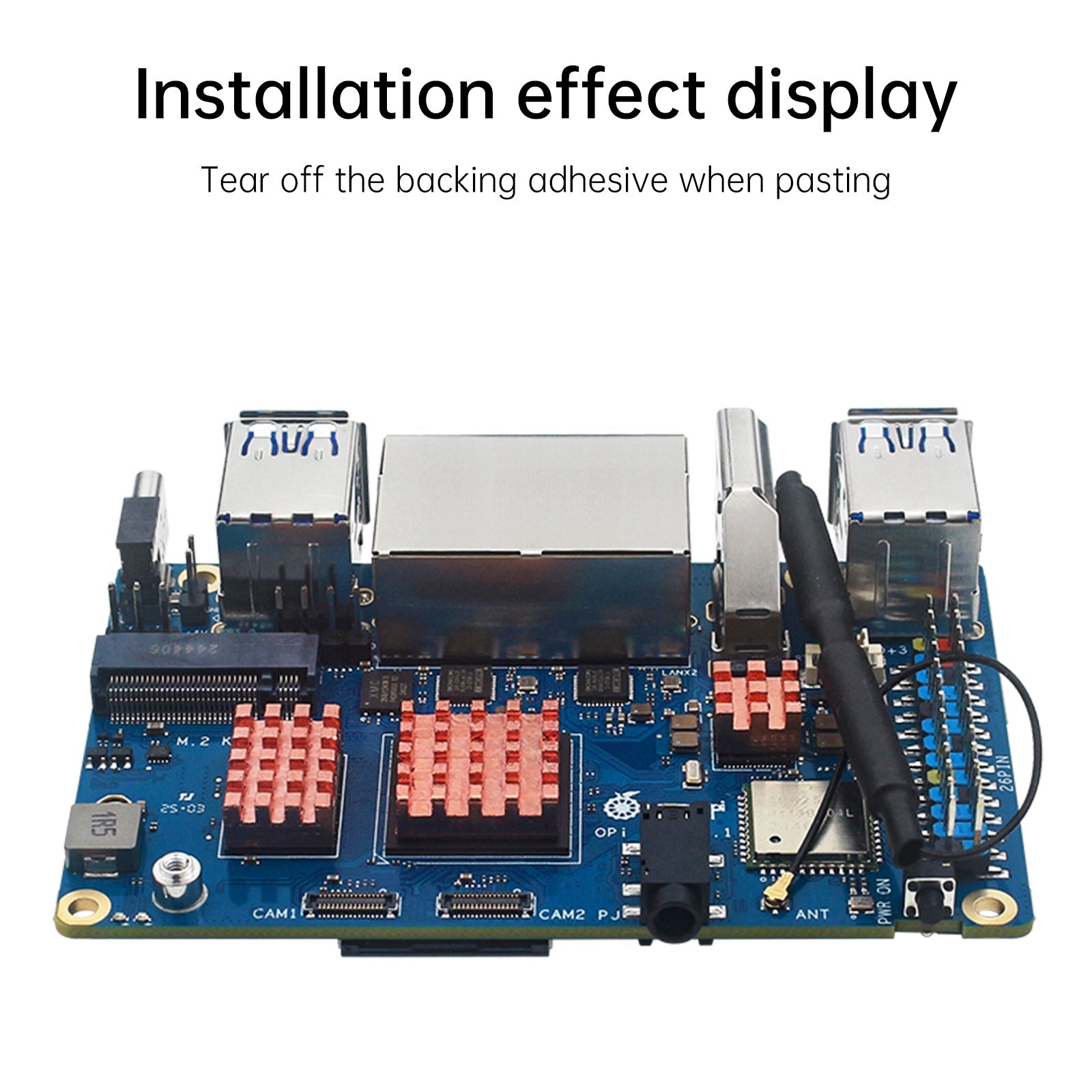 Radiatore Orange PI RV2, scheda di sviluppo, dissipatore termico in rame puro, dispositivo di raffreddamento adesivo