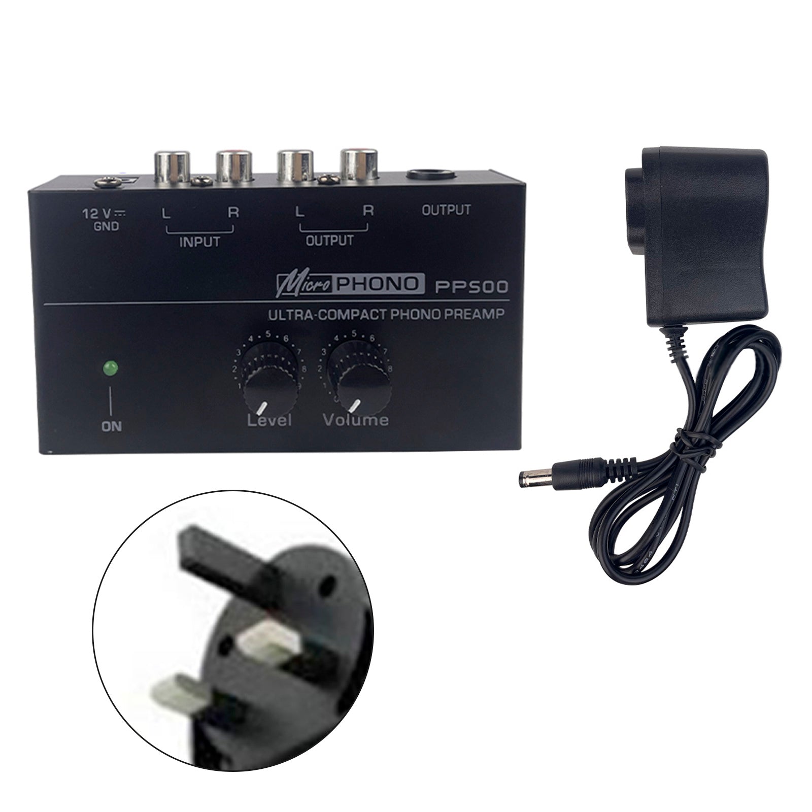 Preamplificador de fono PP500, control de volumen y nivel de 12 V para tocadiscos de vinilo LP