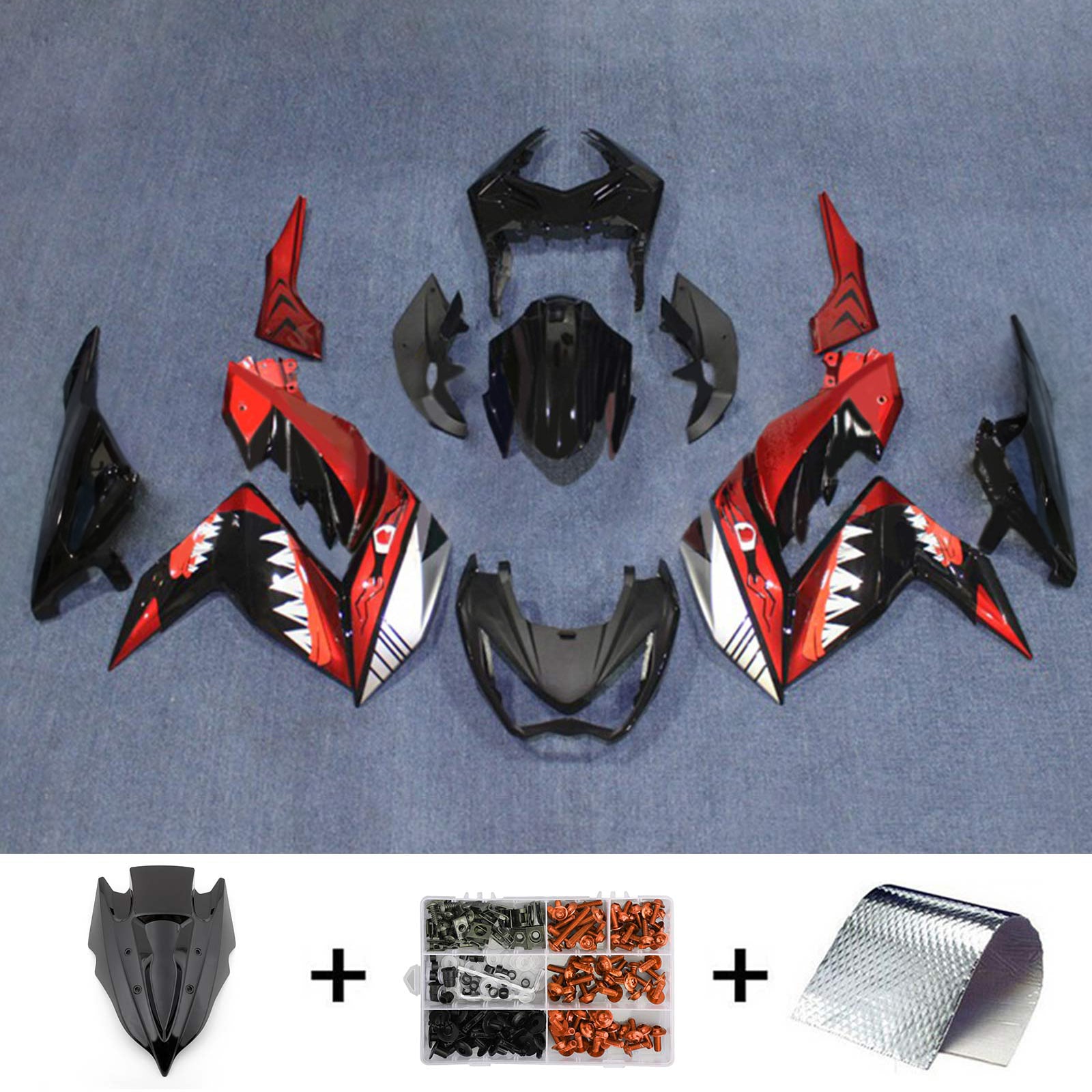 Kit de carénage en plastique ABS injecté compatible avec Kawasaki Z250 Z300 2015-2016