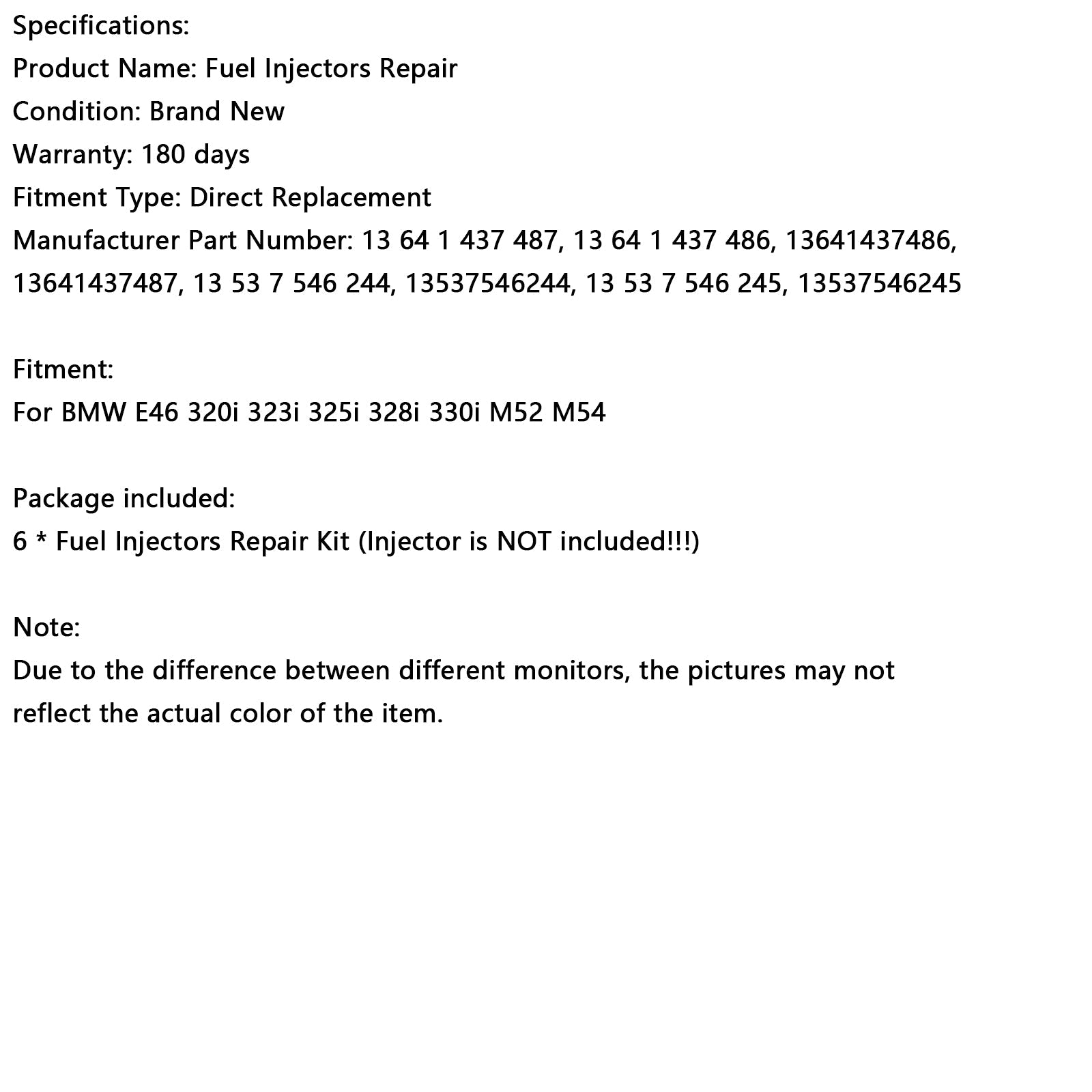 Kits de réparation d'injecteur de carburant BMW E46 320i 323i 325i 328i 330i M52 M54 13537546244 13641437487