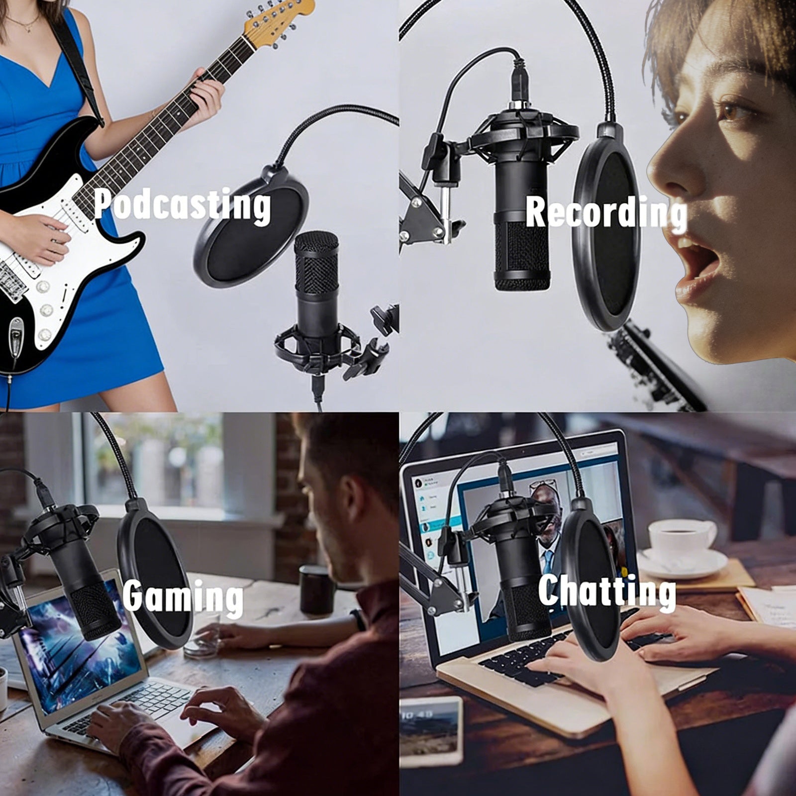 Microphone à condensateur USB BM800 pour PC, kit microphone de studio pour le chant et le streaming