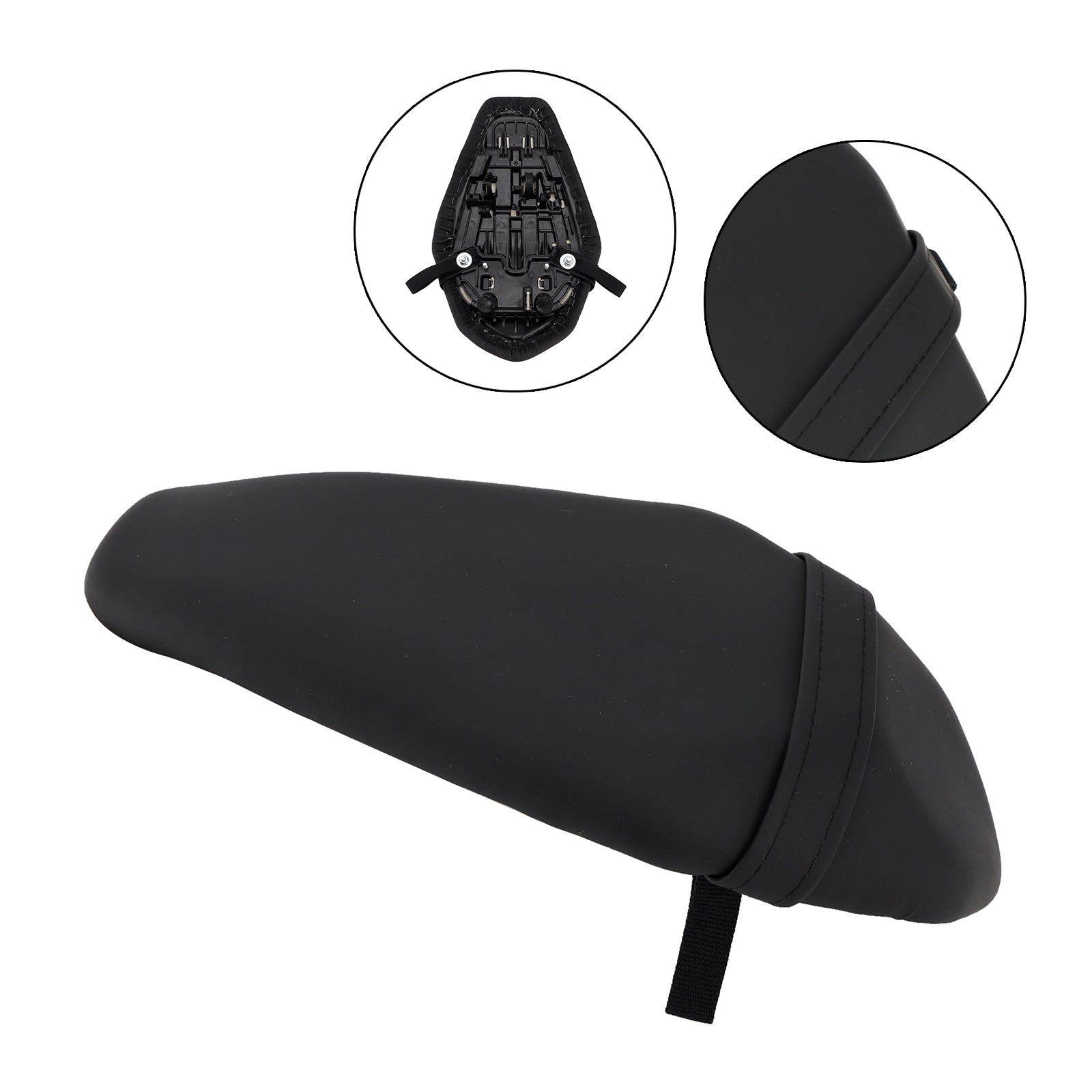 Coussin de selle passager arrière plat noir pour Kawasaki Ninja ZX-6R (2019-2025)