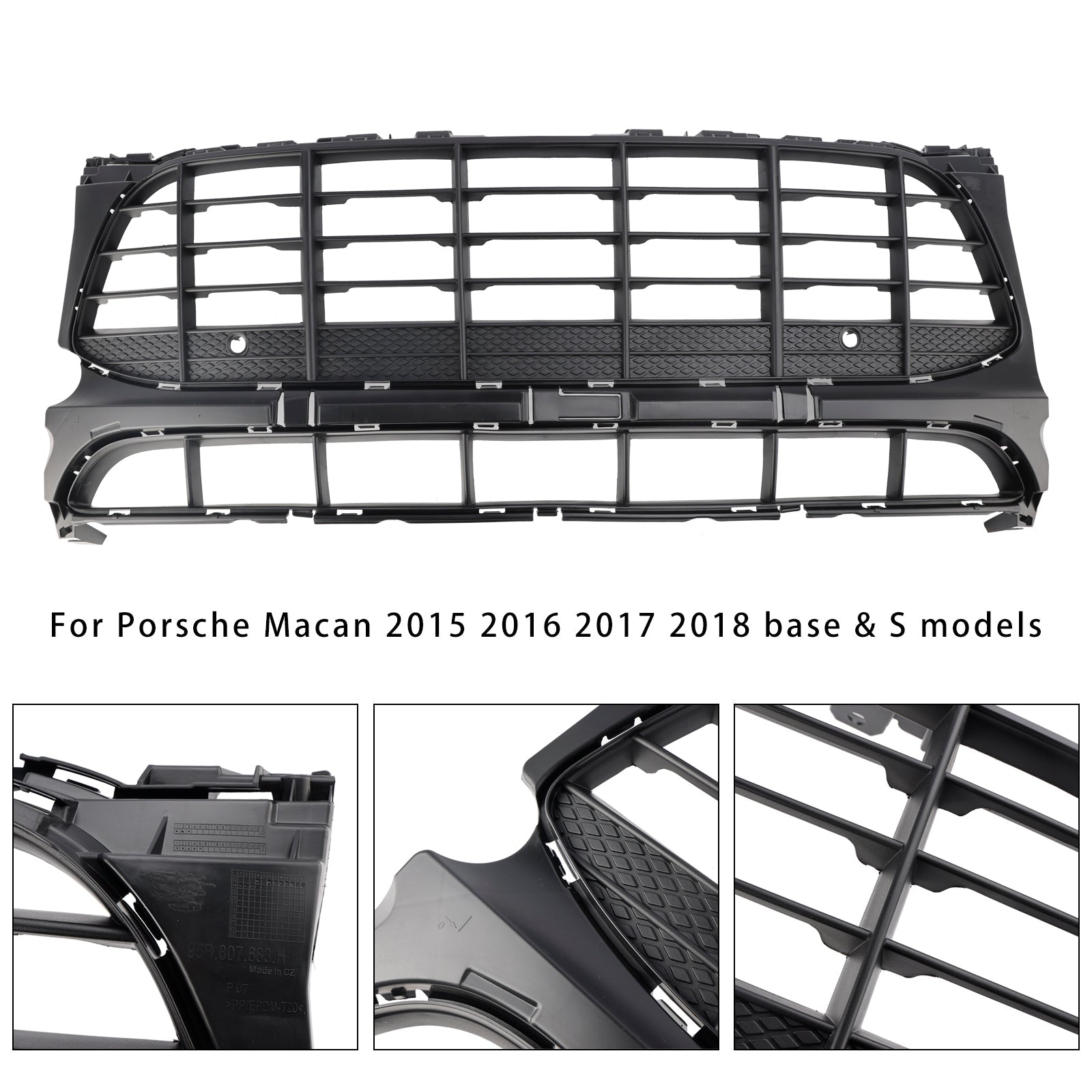 Grid de parachoques delantero negro Porsche Macan 2015-2018 95B807683H1E0