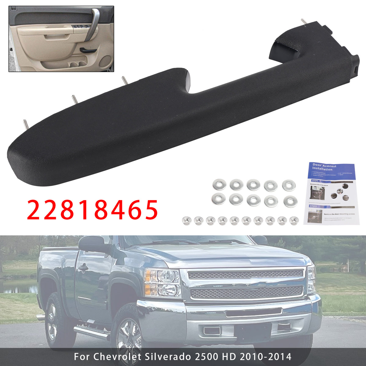 Zestaw naprawczy przedniego lewego podłokietnika kompatybilny z Chevy Silverado 1500 2500HD 3500HD 10-2014