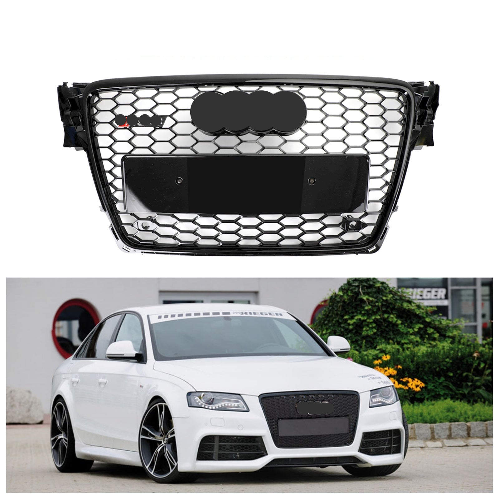 RS4 Style Honeycomb Sport Mesh Hex Grille Grill Fit Audi A4 / S4 B8 2009-2012