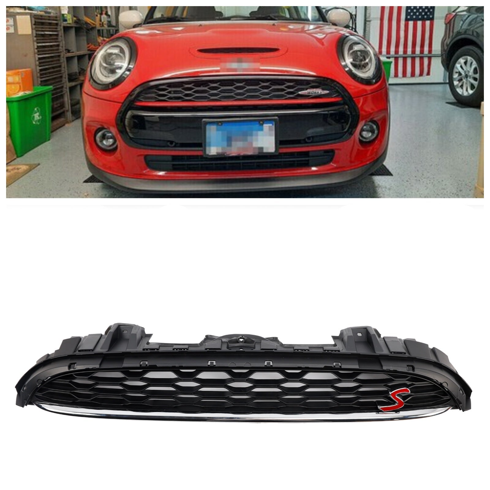 Ensemble Calandre Noire + Cache-plaque Brillant pour MINI F55 Cooper S/SD (2014-2021)