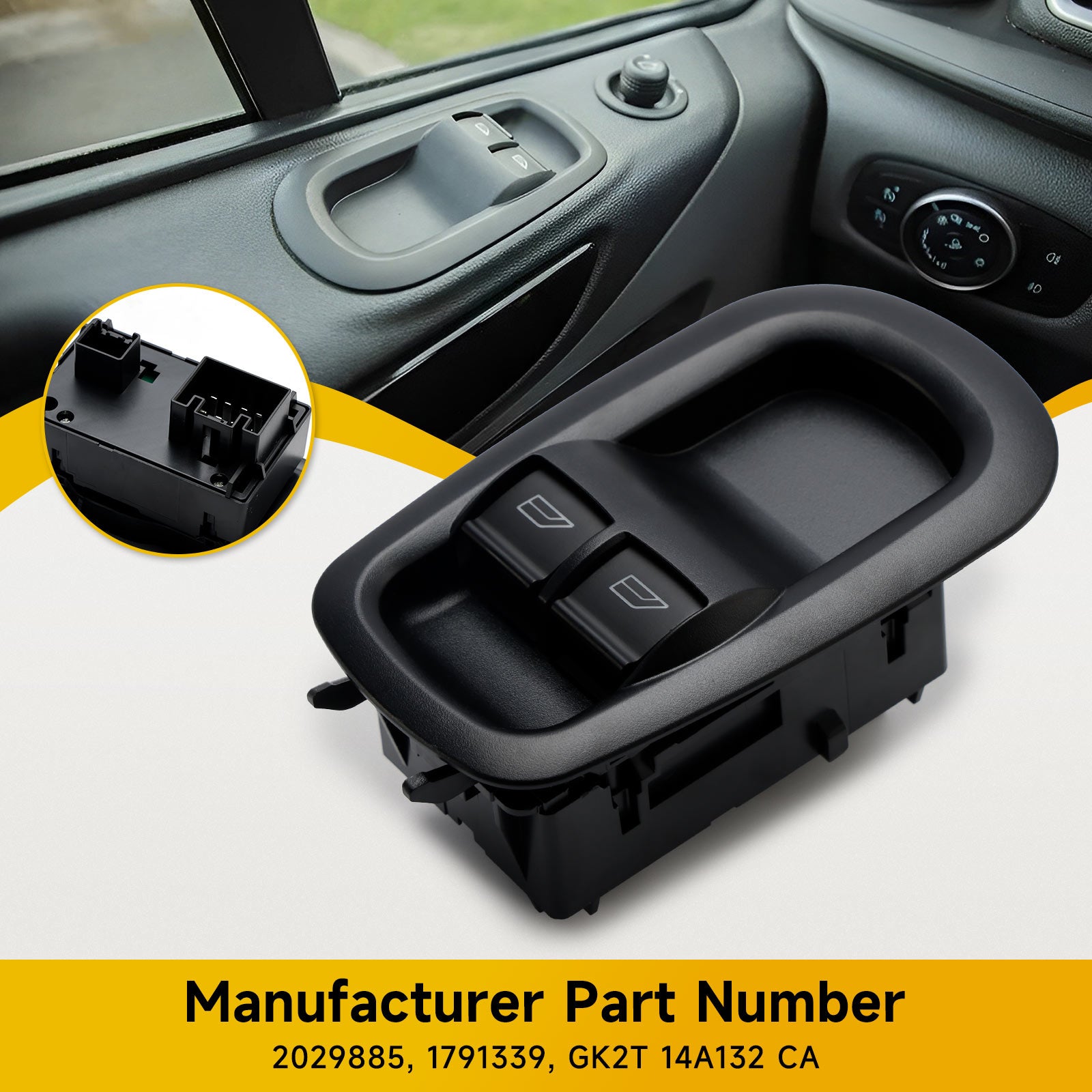 Ford Transit MK8 Custom 2014+ 1791339 Interrupteur double fenêtre pour porte latérale conducteur