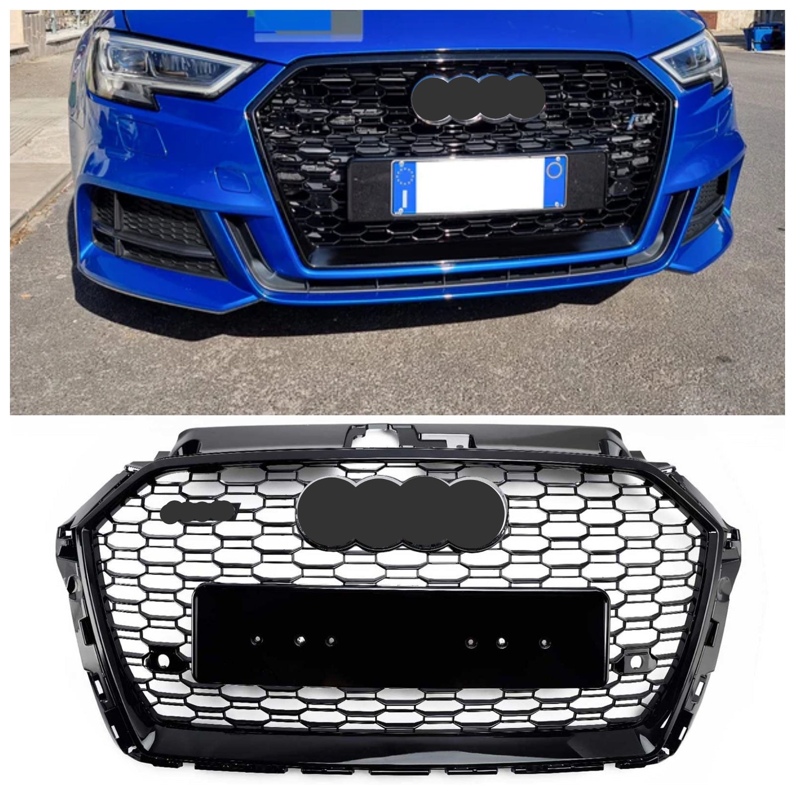 2017-2019 Audi A3 8V RS3 Style Przedni zderzak Kratka o strukturze plastra miodu Czarna
