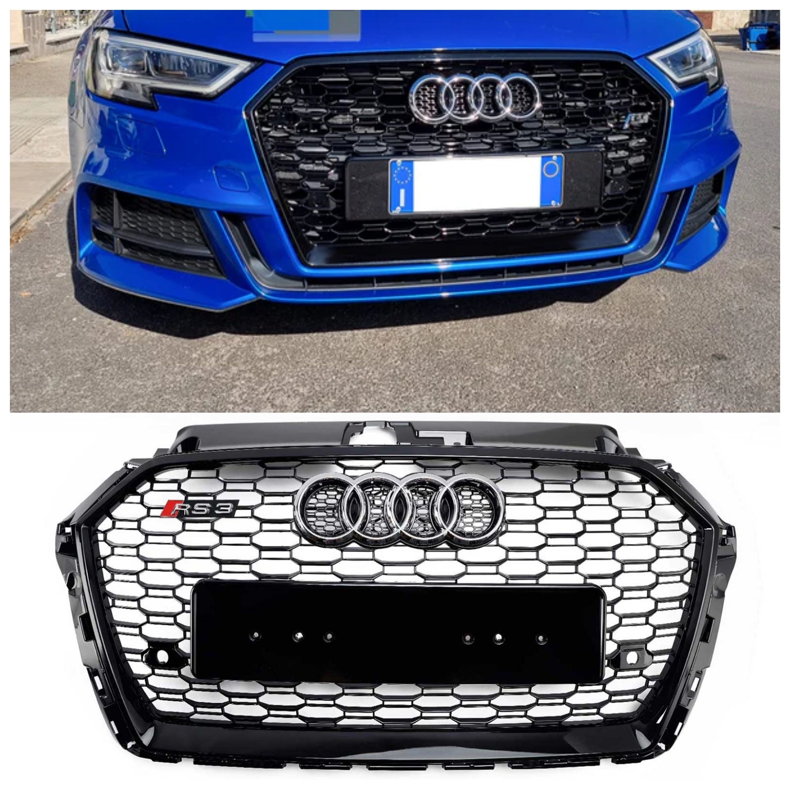 2017-2019 Audi A3 8V RS3 Style Satjasta rešetka sprednjega odbijača črna