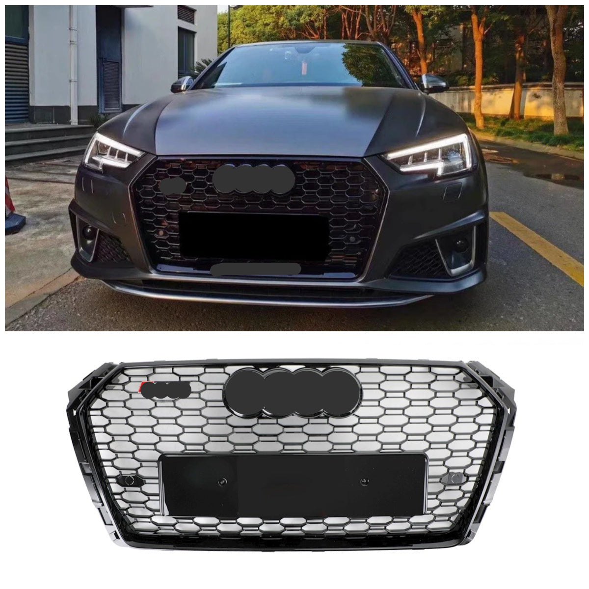 2017-2019 Audi A4/S4 B9 Grille de calandre hexagonale style nid d'abeille style RS4 Noir