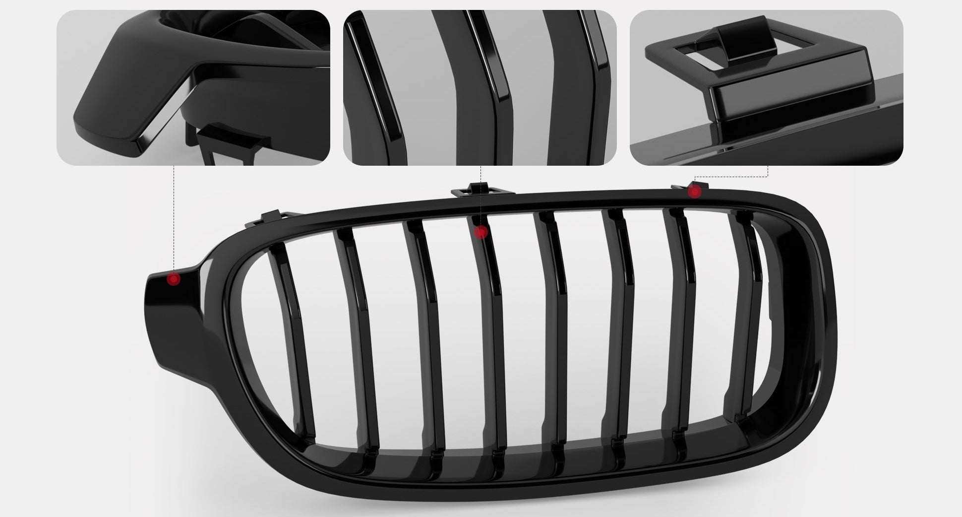 BMW 3 Series F30/F31/F35 (2012-2019) Gloss Black Front Kidney Grill