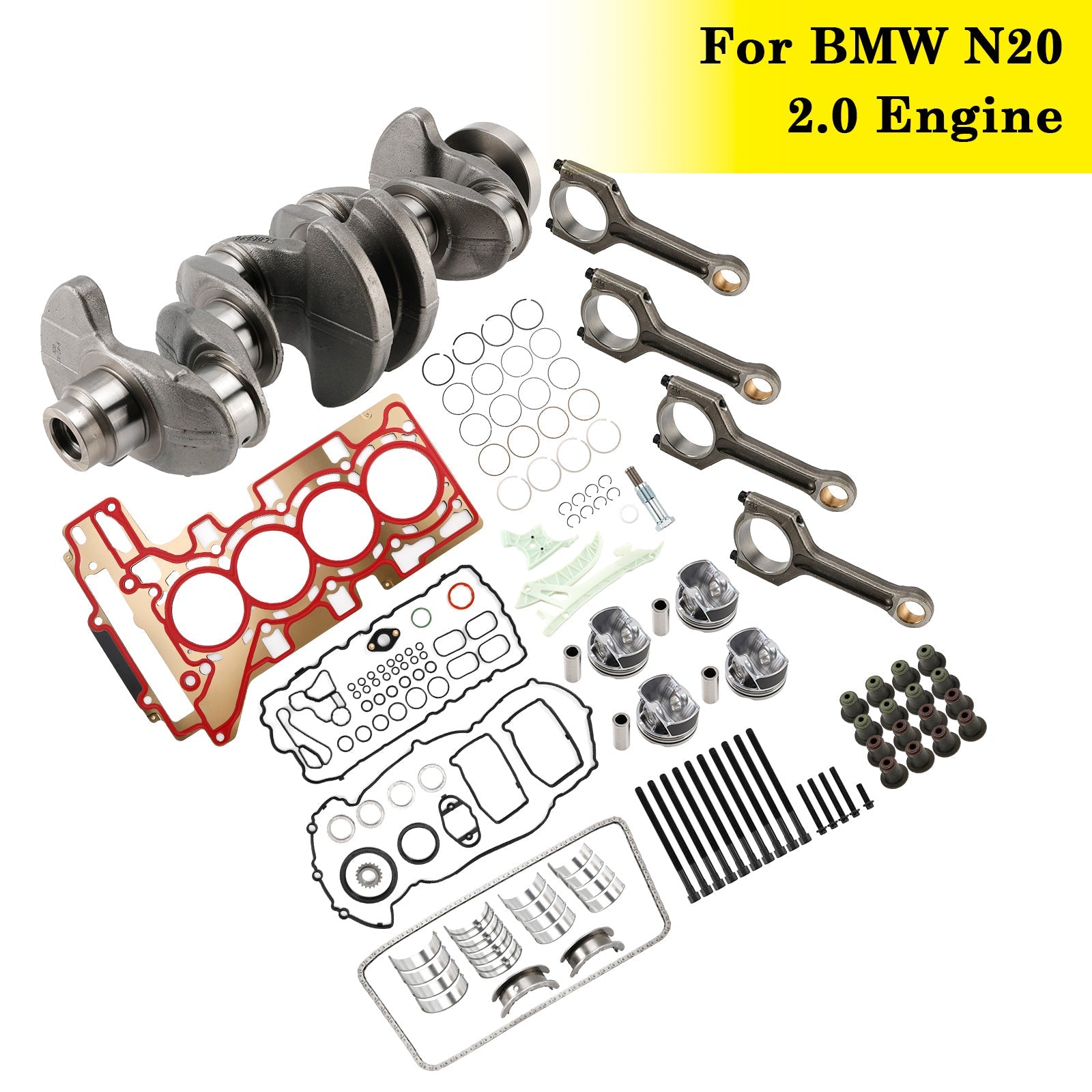 Kit of revision and reconstruction of crankshaft, connecting rods, pistons and joints for BMW 428i/428ix F32, F33, F36 N20 (2013-2017) 11257640166666666666666666666666666666666666666666666666