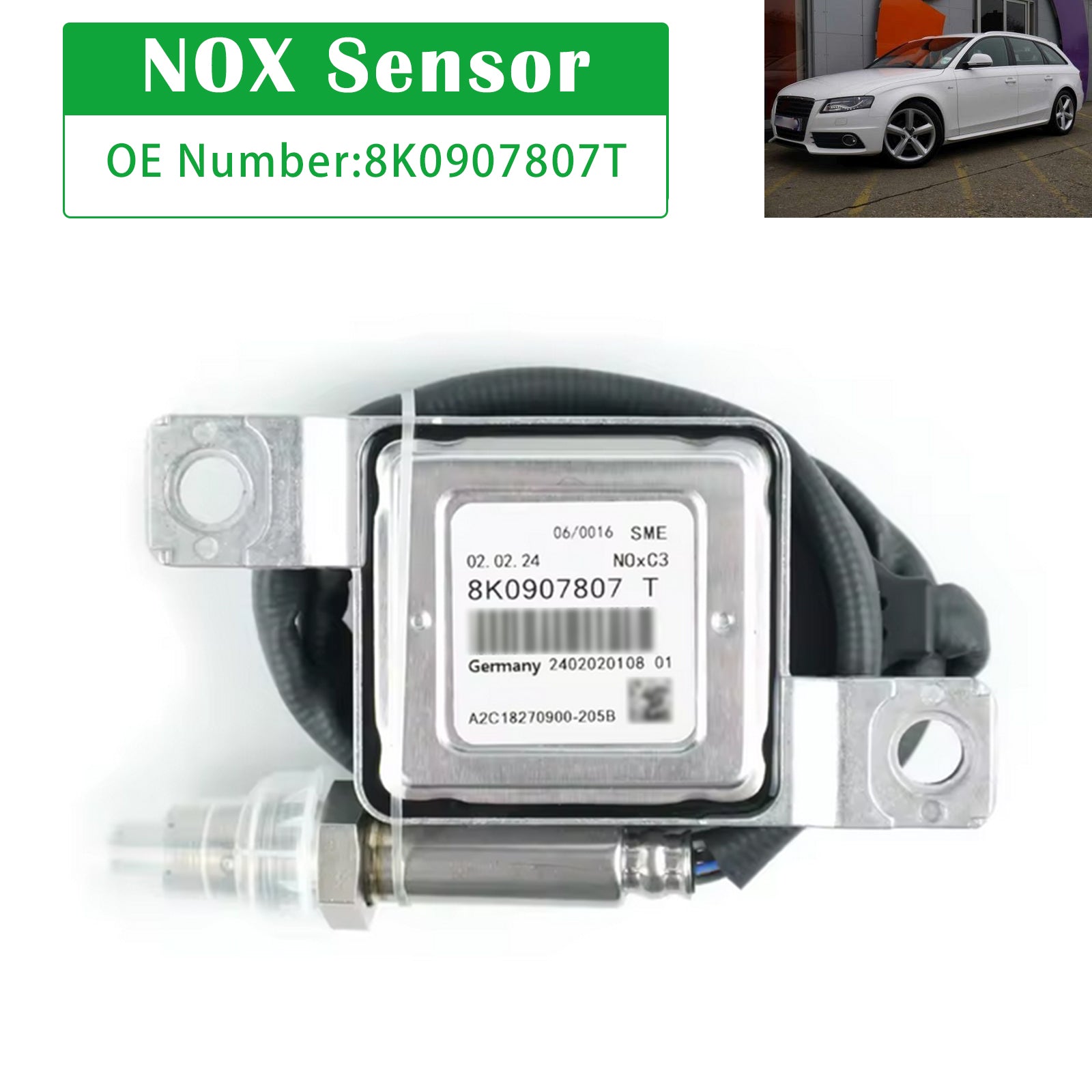 Sensor de NOx antes del catalizador 8K0907807 para Audi A5 8T3 2.0 TDI quattro Coupé (2013-2017)