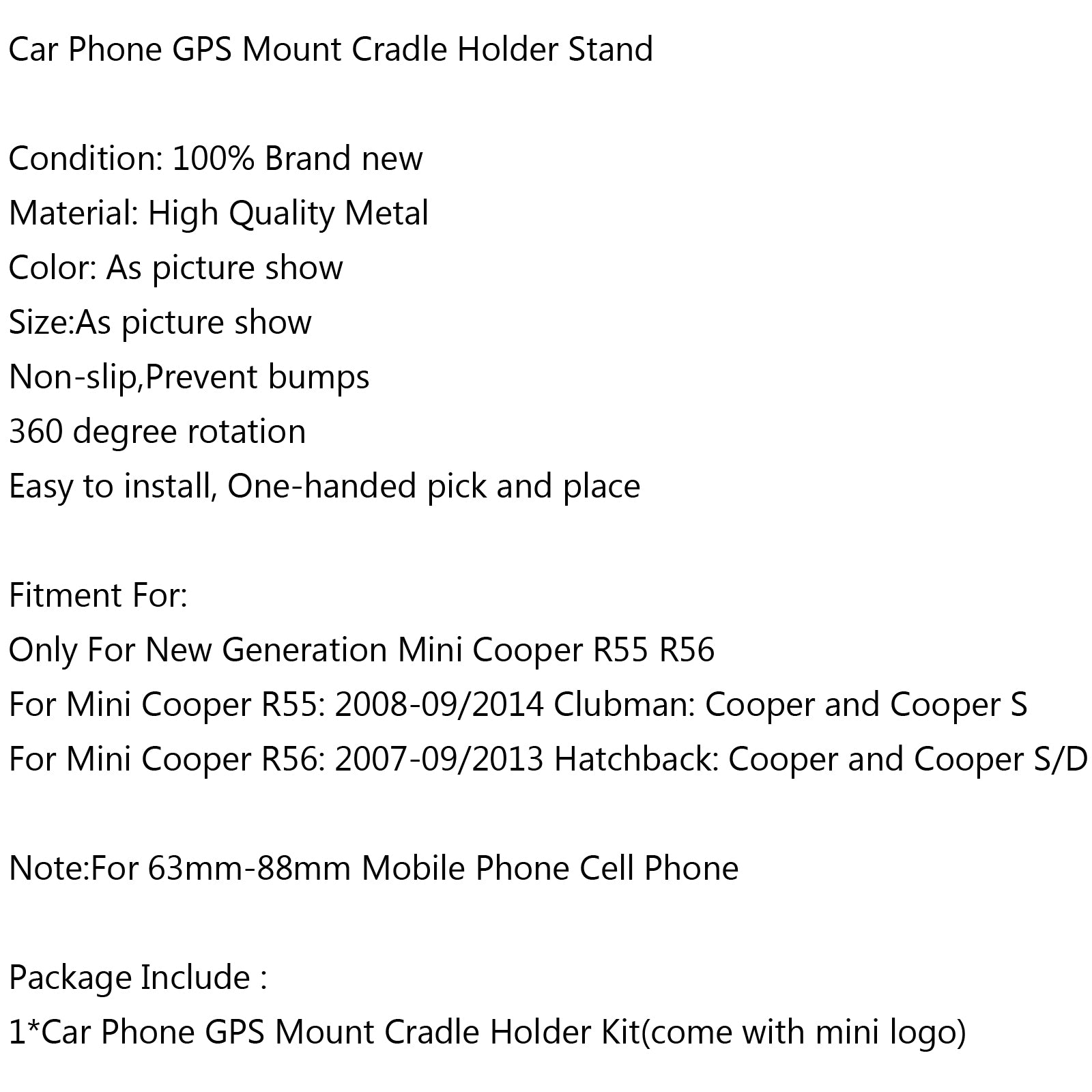 GPS GPS -kiinnitys GPS -asetus säätö Mini Cooper Greylle