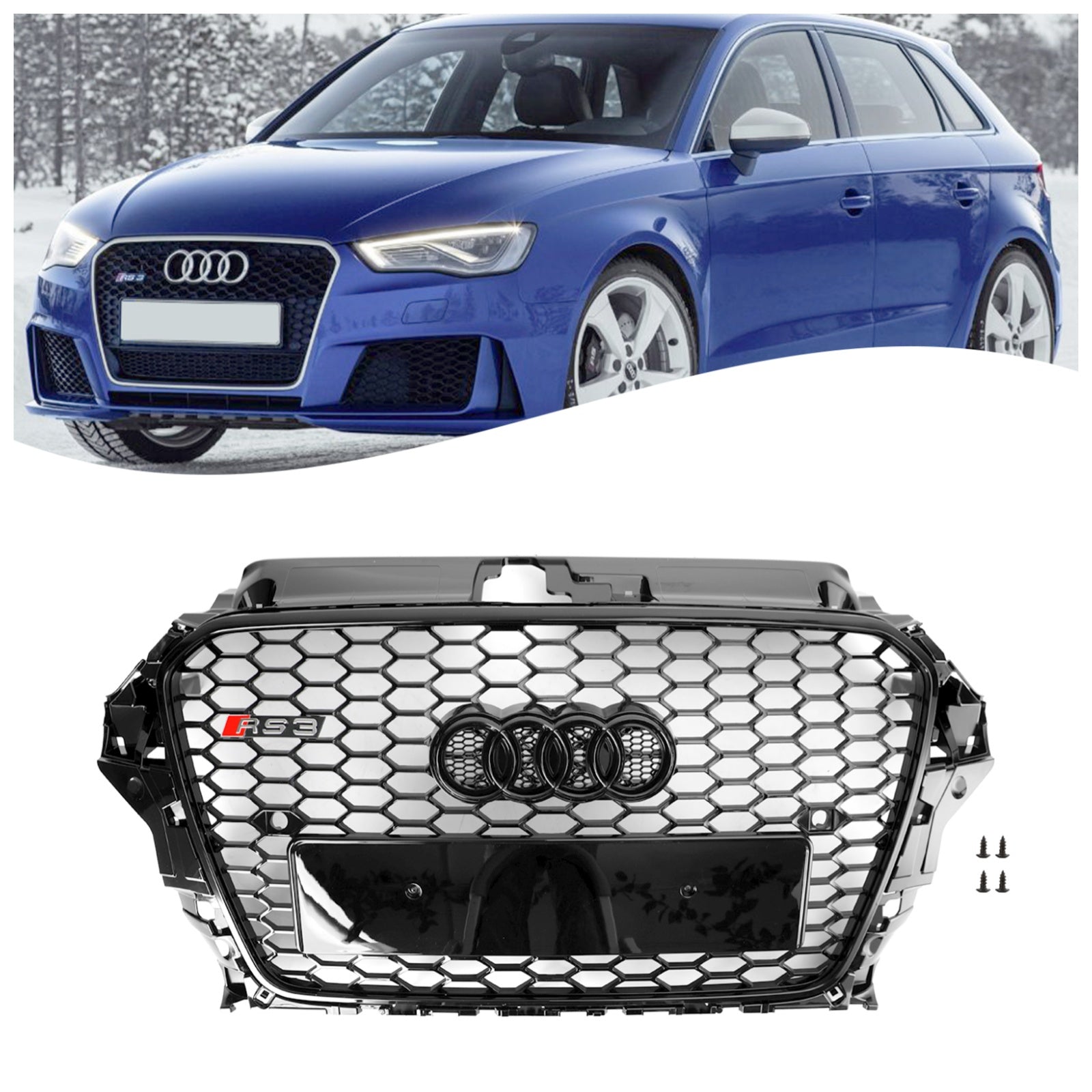 2013-2016 AUDI A3 S3 RS3 HOOD KAP VOOR HENYCOMB grille zwarte bumper
