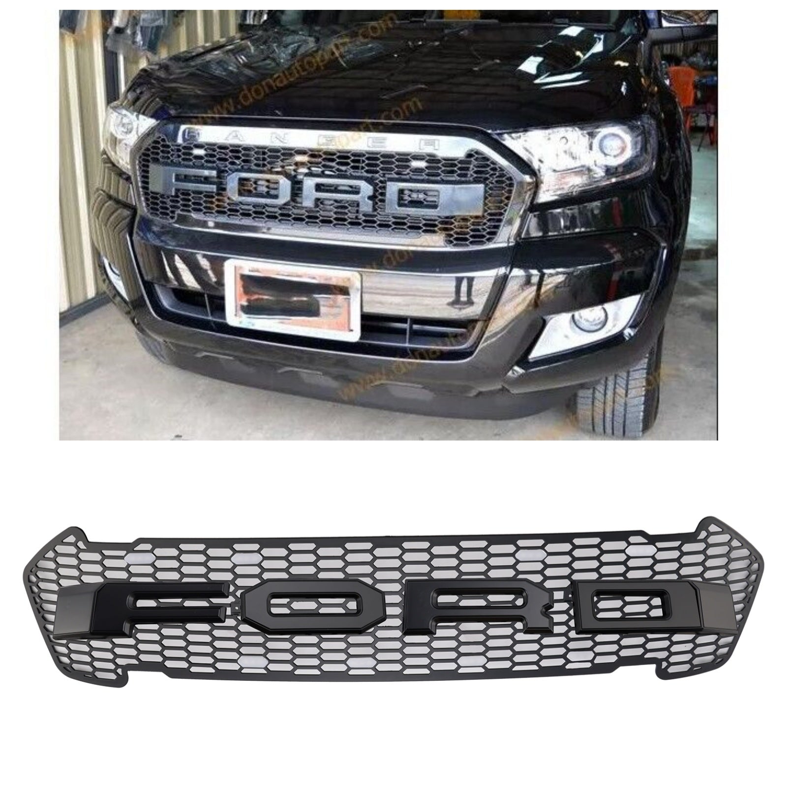 Mat Black Front Bumper Grid dla Ford Ranger 2015-2019 T7 z LED