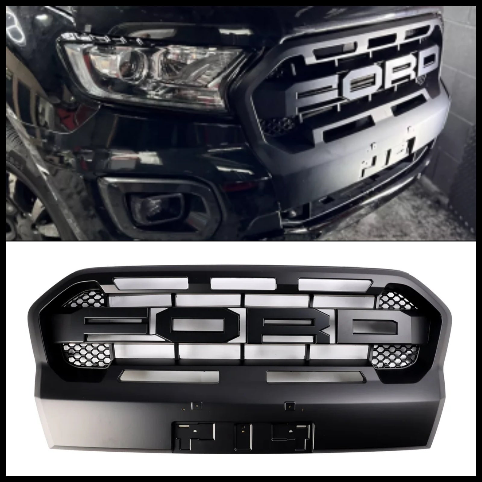 Matt Black Ranger Raptor Raptor Front Bumper Style Grille voor Ford Ranger 2019-2023 T8