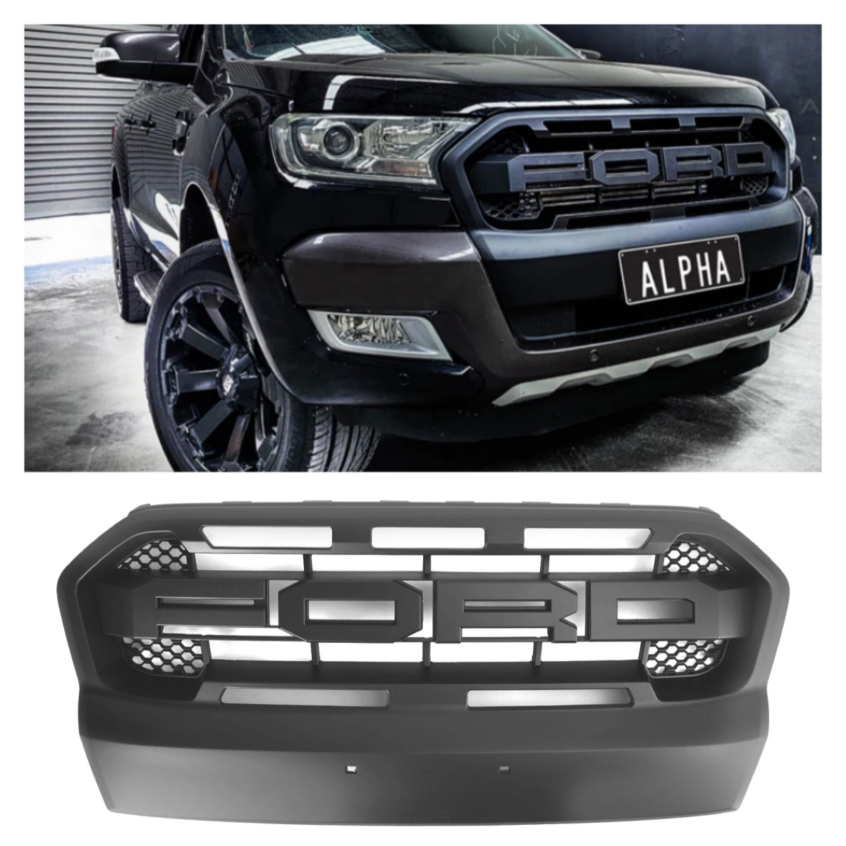 Ranger de rejilla frontal a Raft Raptor Ford Ranger 2015 2019 T7 Black Matt