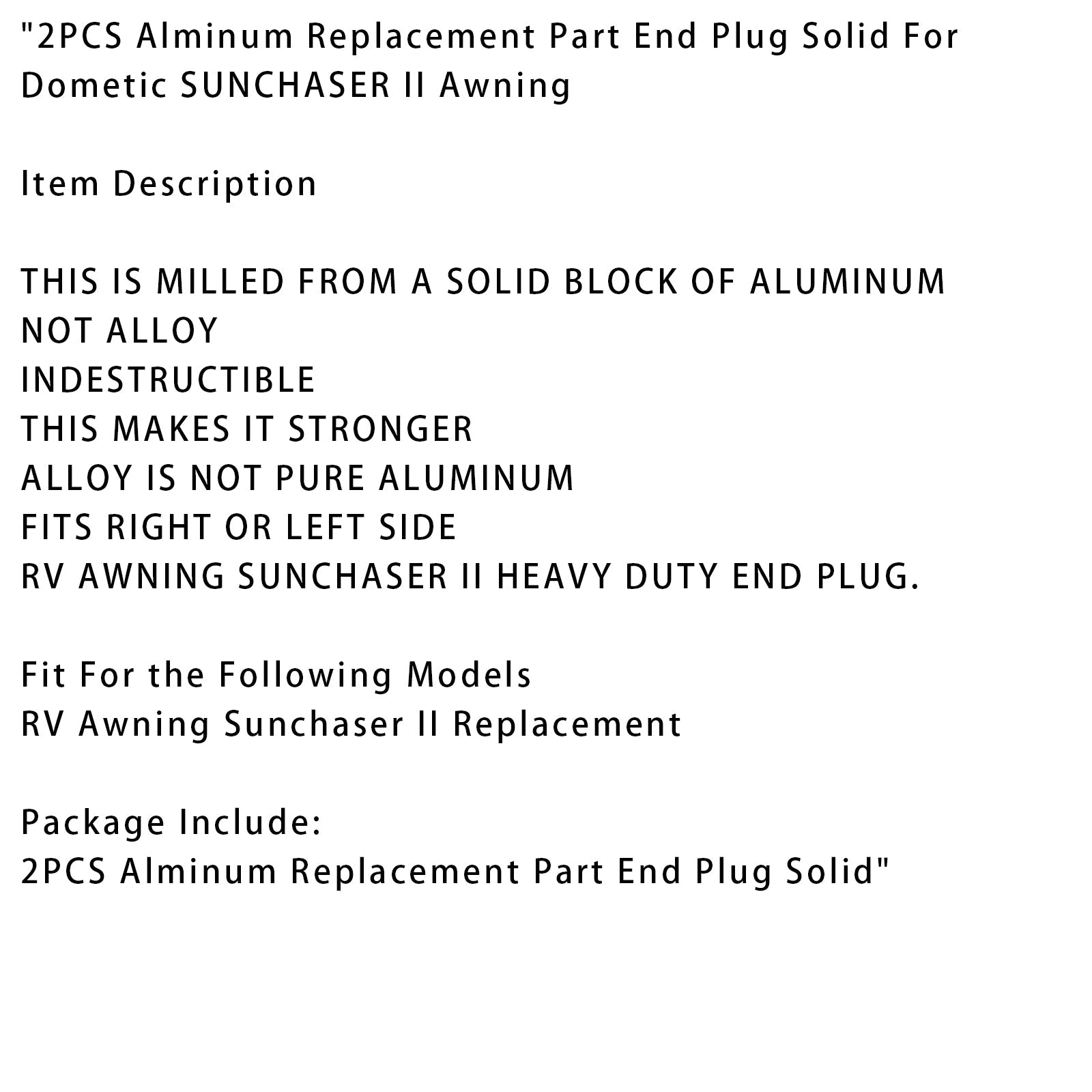 Paquete de 2 tapas de repuesto de aluminio macizo para toldo Dometic SUNCHASER II