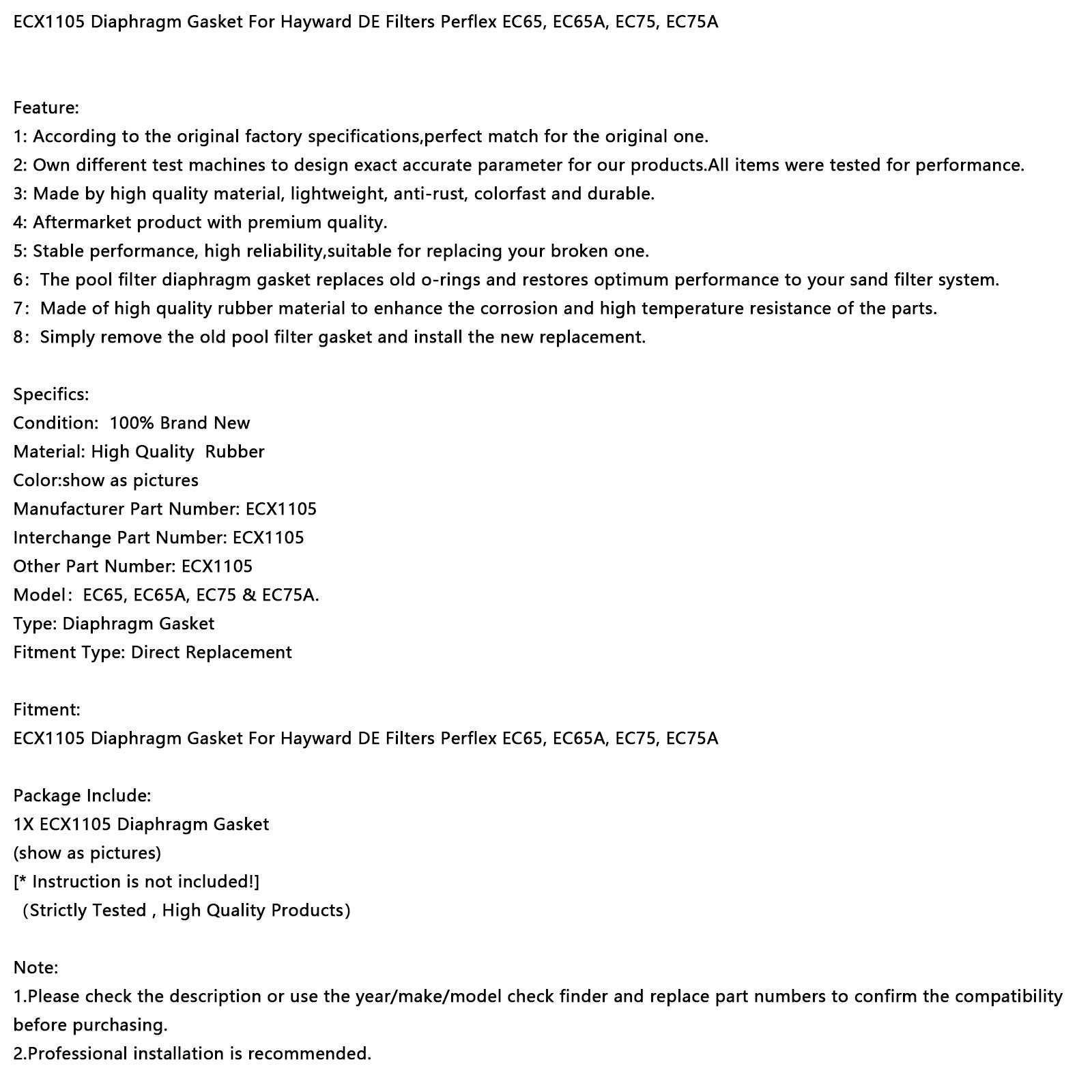 Membranski sklep ECX1105 za Hayward filtre Perflex EC65A EC75A EC75A