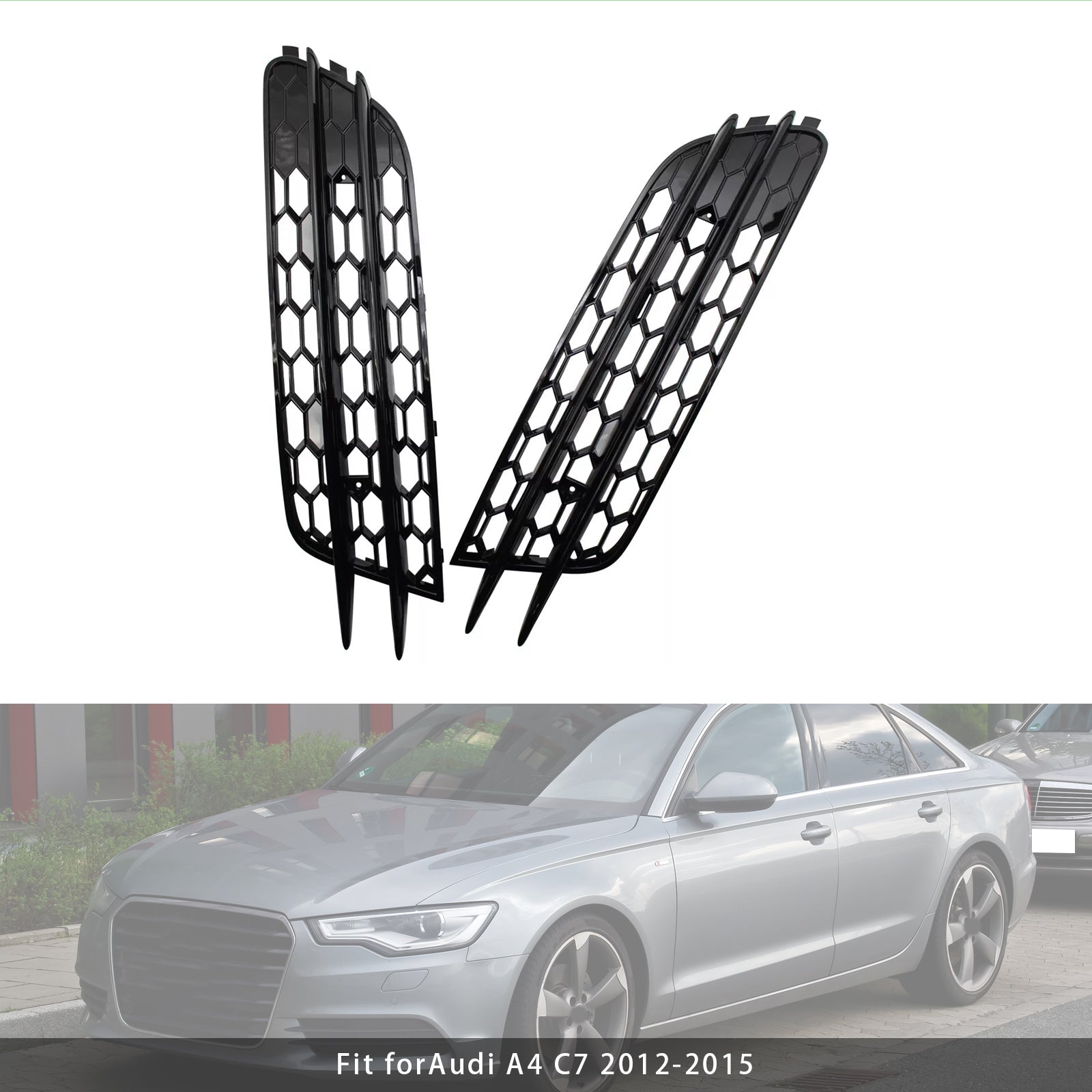 Black Honeycomb Fog Protective Grid voor Audi A4 C7 2012-2015 Front bumper