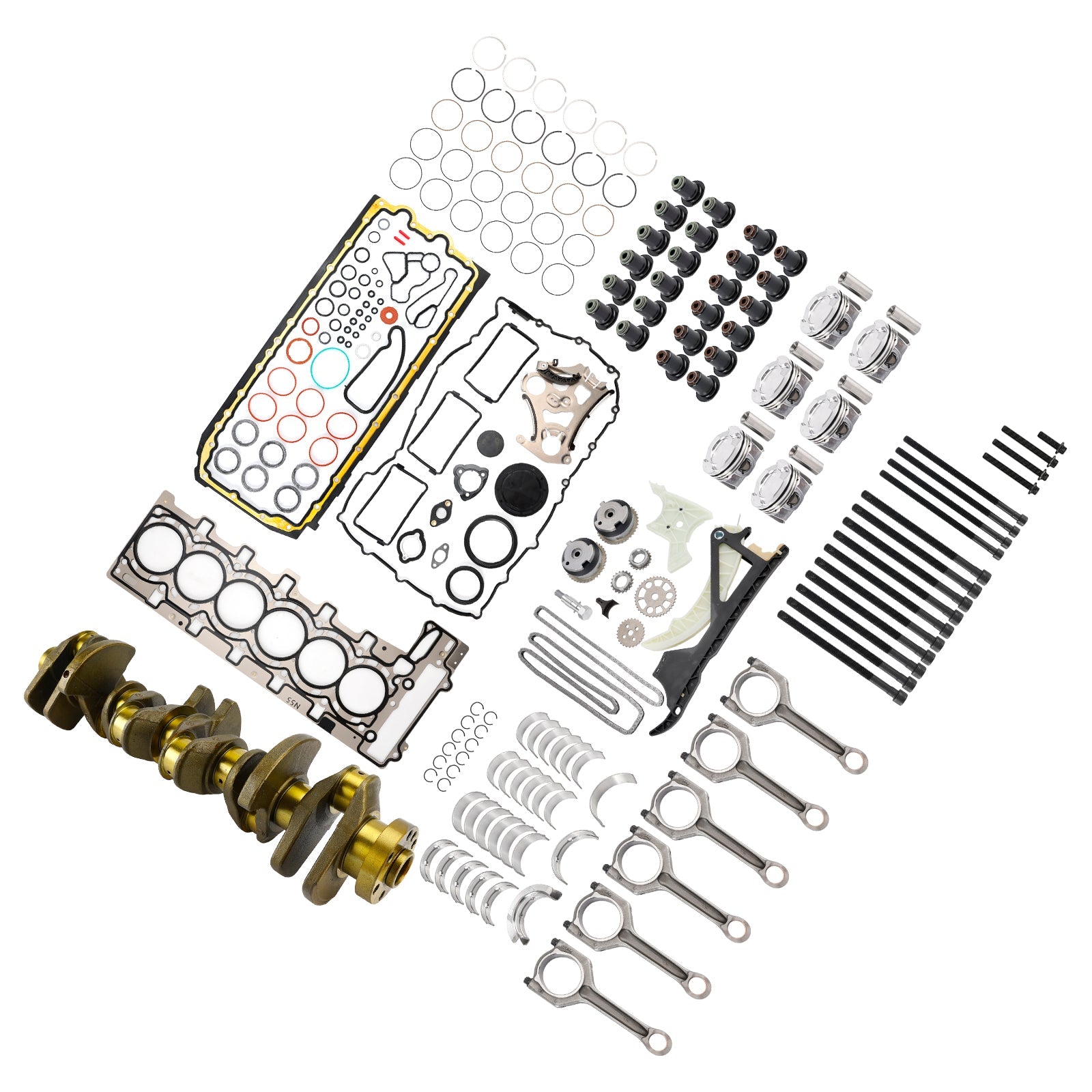Kit de pistones, juntas, conexiones del cigüeñal y distribución para el motor BMW 640i F06 F12 F13 N55 3.0L 2011-2018 11212163665