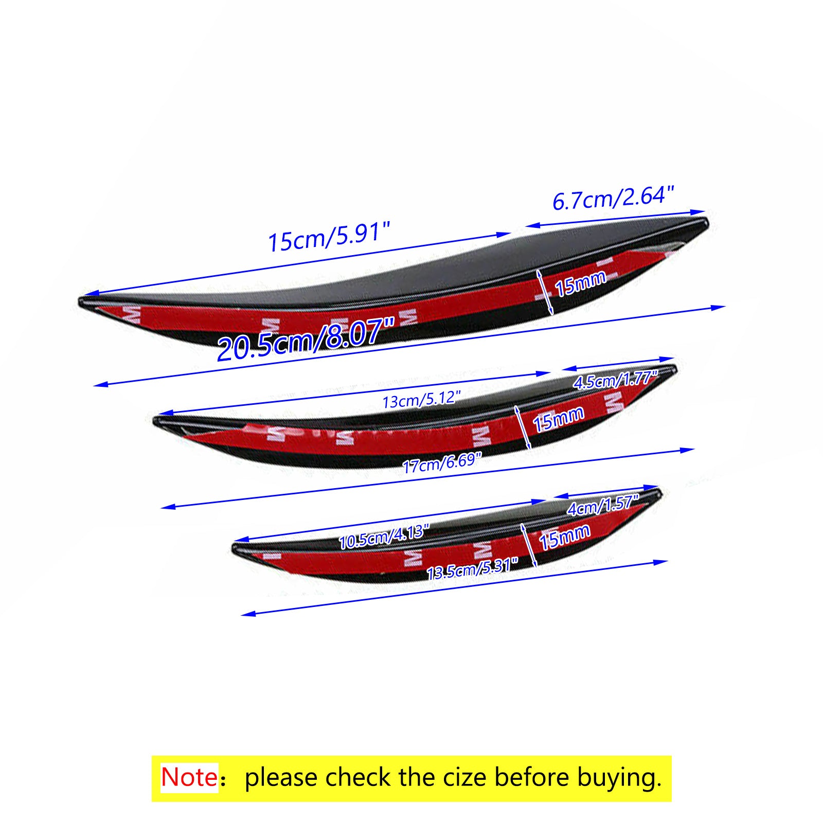 6pcs Universal Gloss Black Car/Auto Front Front Bands Fins spojlerje rake Résit