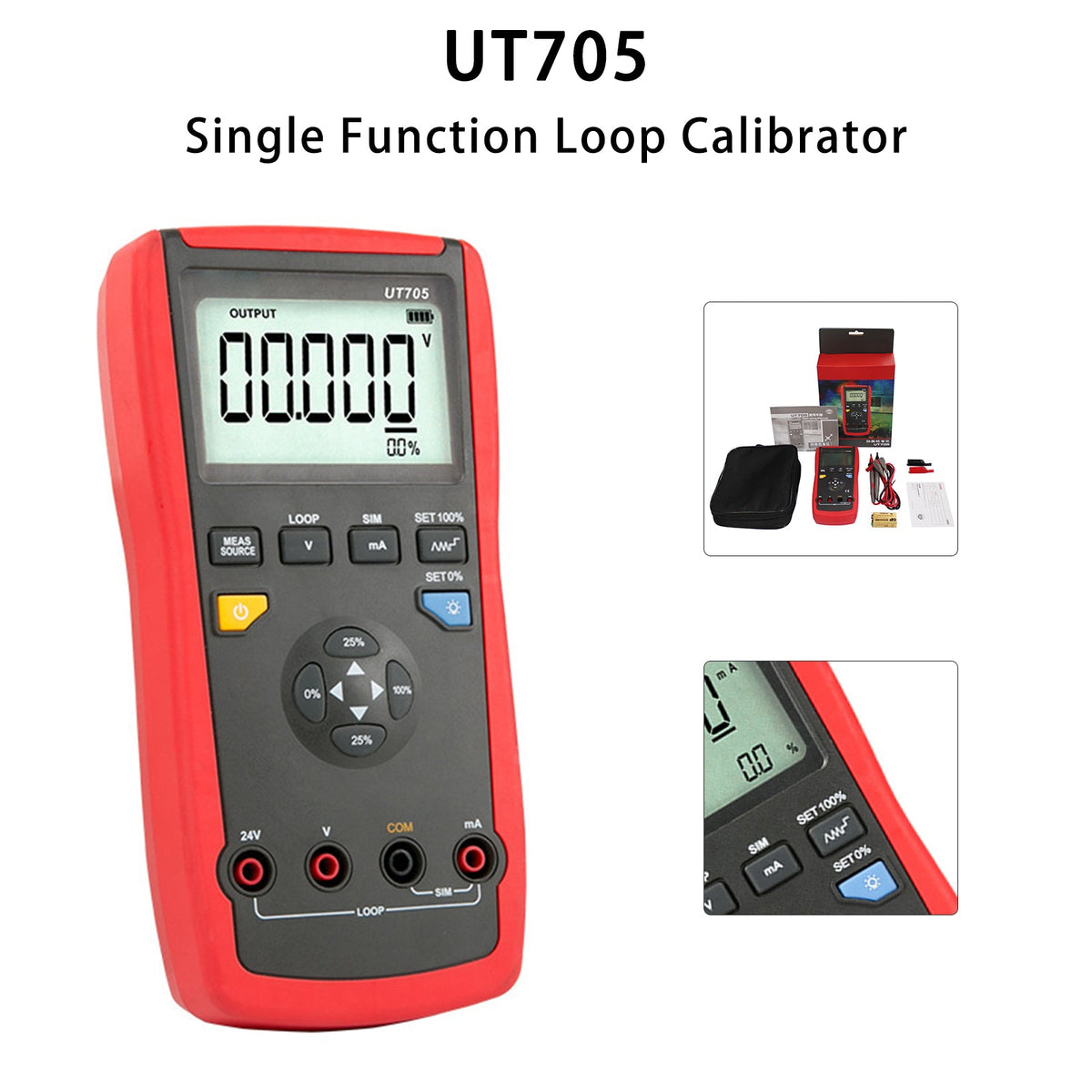 Calibrateur de boucle monofonction UT705, écran LCD rétroéclairé, tension/courant continu 24 V