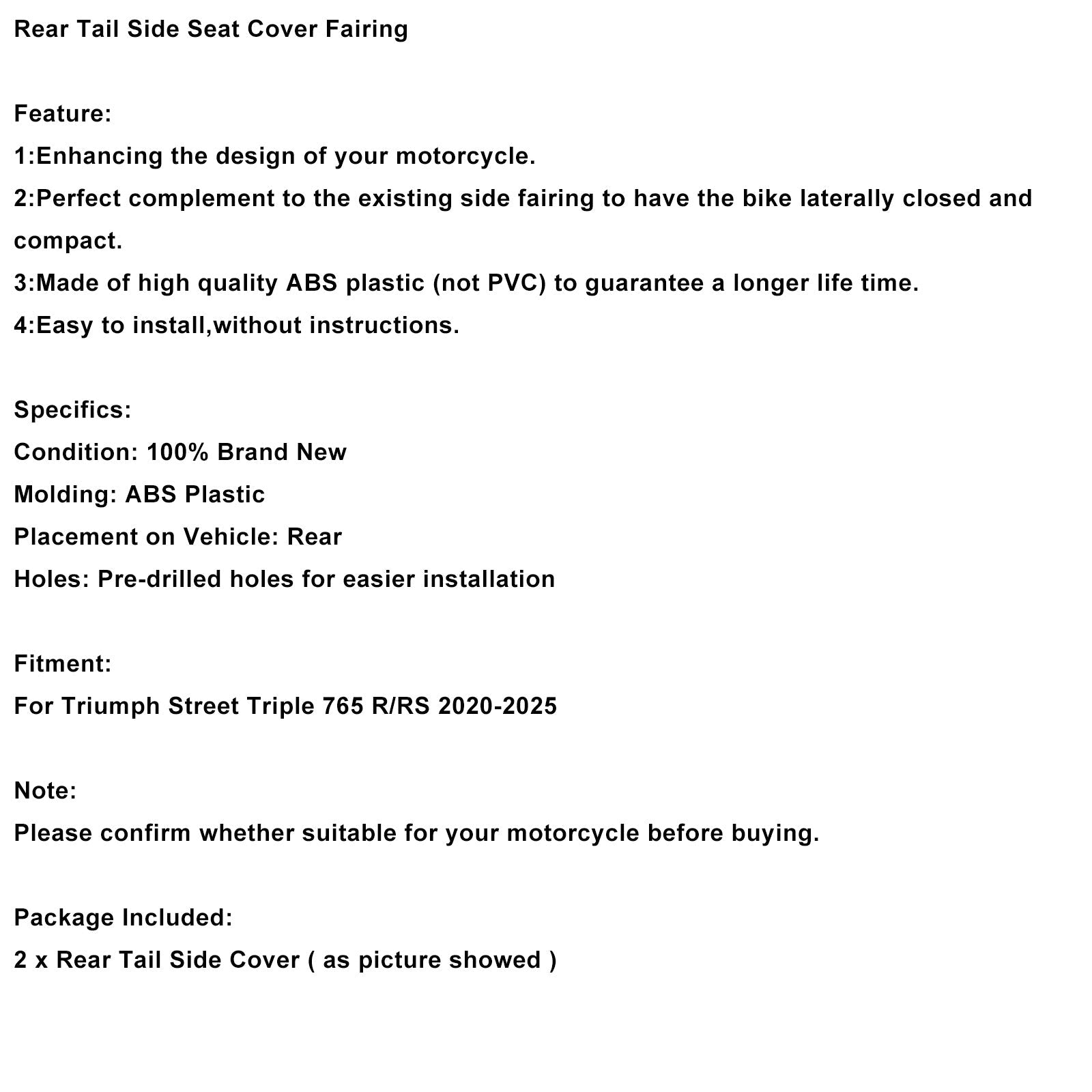 Osłona tylna siodełka do Street Triple 765 R RS 2020-2025