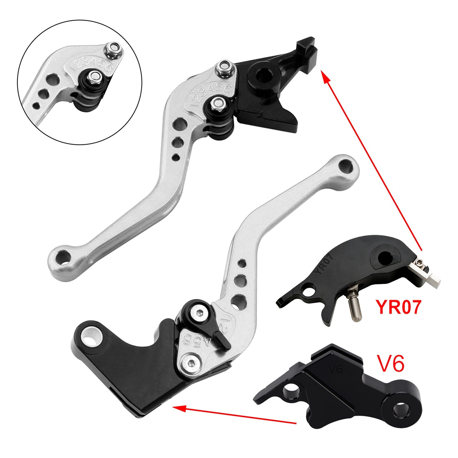 Nouveau levier de frein et d'embrayage court compatible avec YAMAHA XSR900 XSR900GP MT-09 MT-09SP 24-25