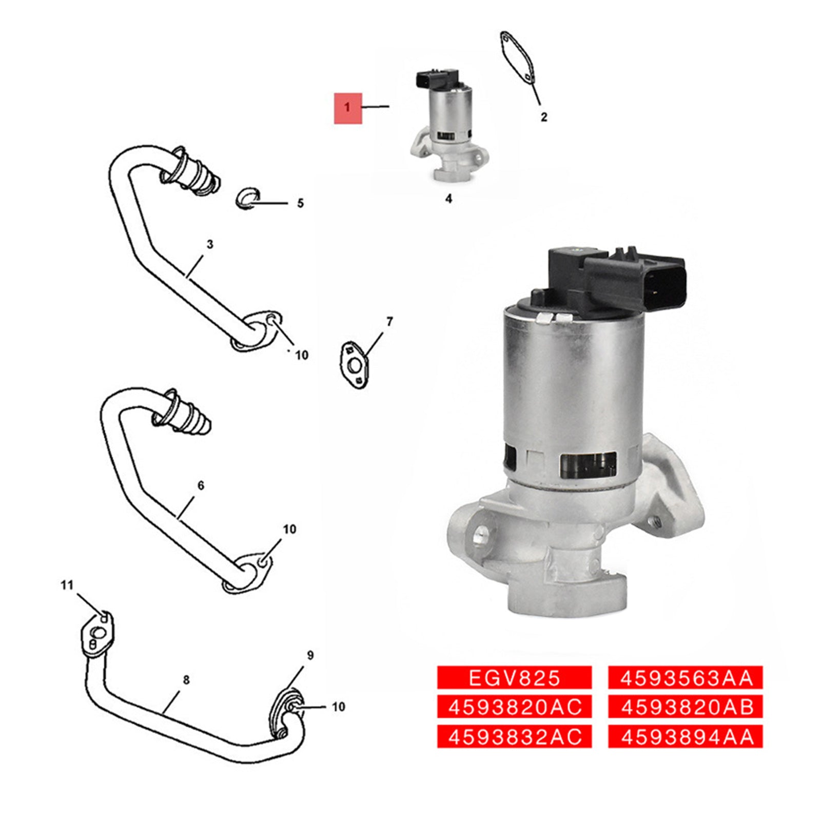 Zawór EGR Chrysler 200 2.4L L4 2011-2015 4593894AA 4593563AA