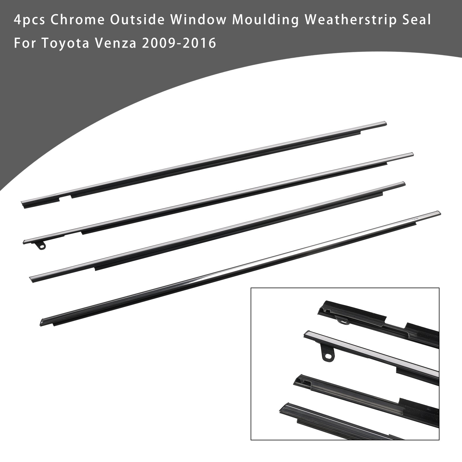 Joint d'étanchéité pour moulure de fenêtre extérieure chromée pour Toyota Venza 2009-2016 757120T010