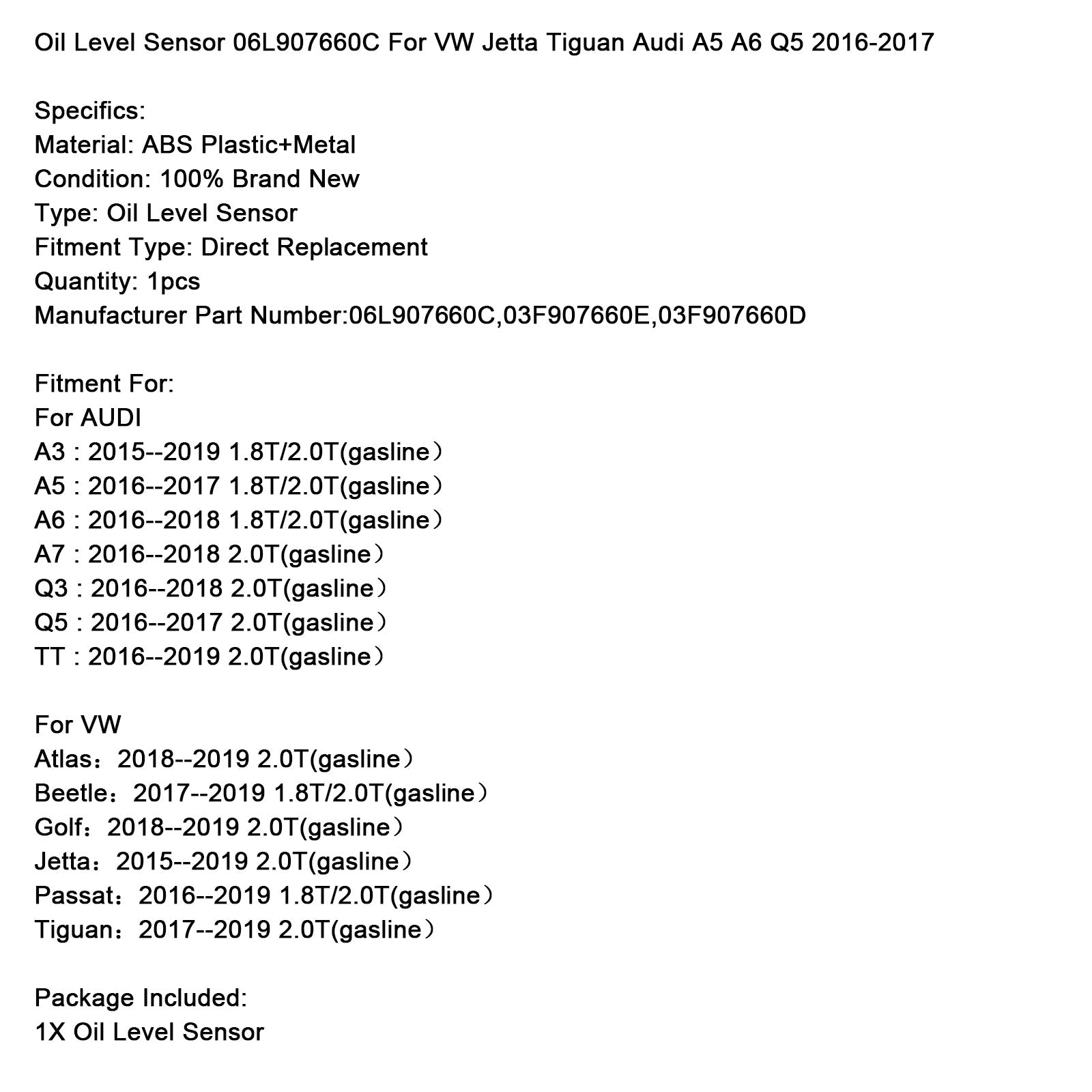Senzor nivoja'olje 06L907660C za VW Jetta Tiguan Audi A5 A6 Q5 2016-2017