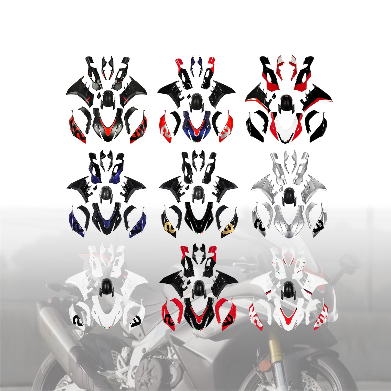 Ruiskutus ABS-muovinen suojaussarja Aprilia RSV4:lle 2021-2024