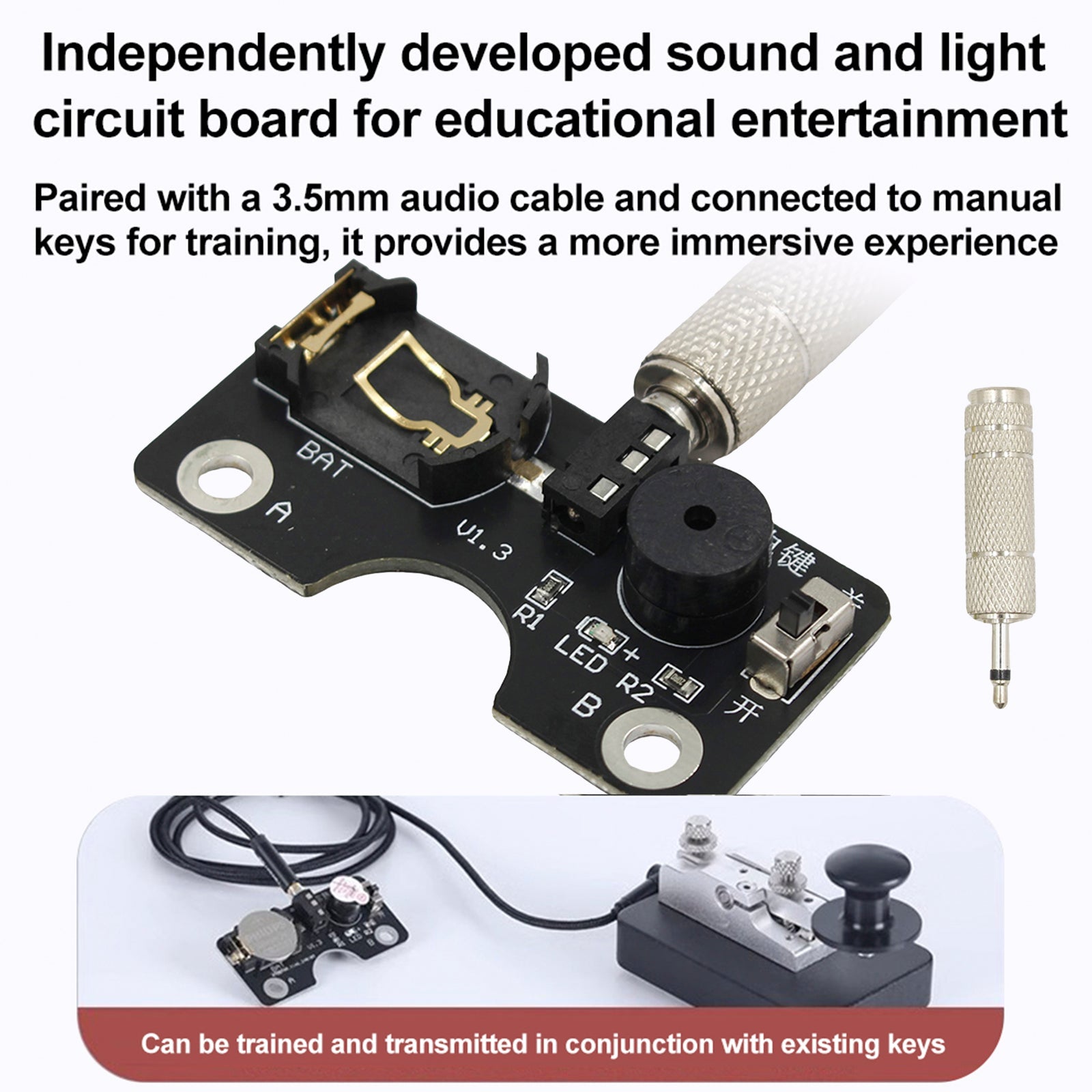 Gedrukte circuitkaart voor handmatige toets met geluidsverlichting en CW Morse -code