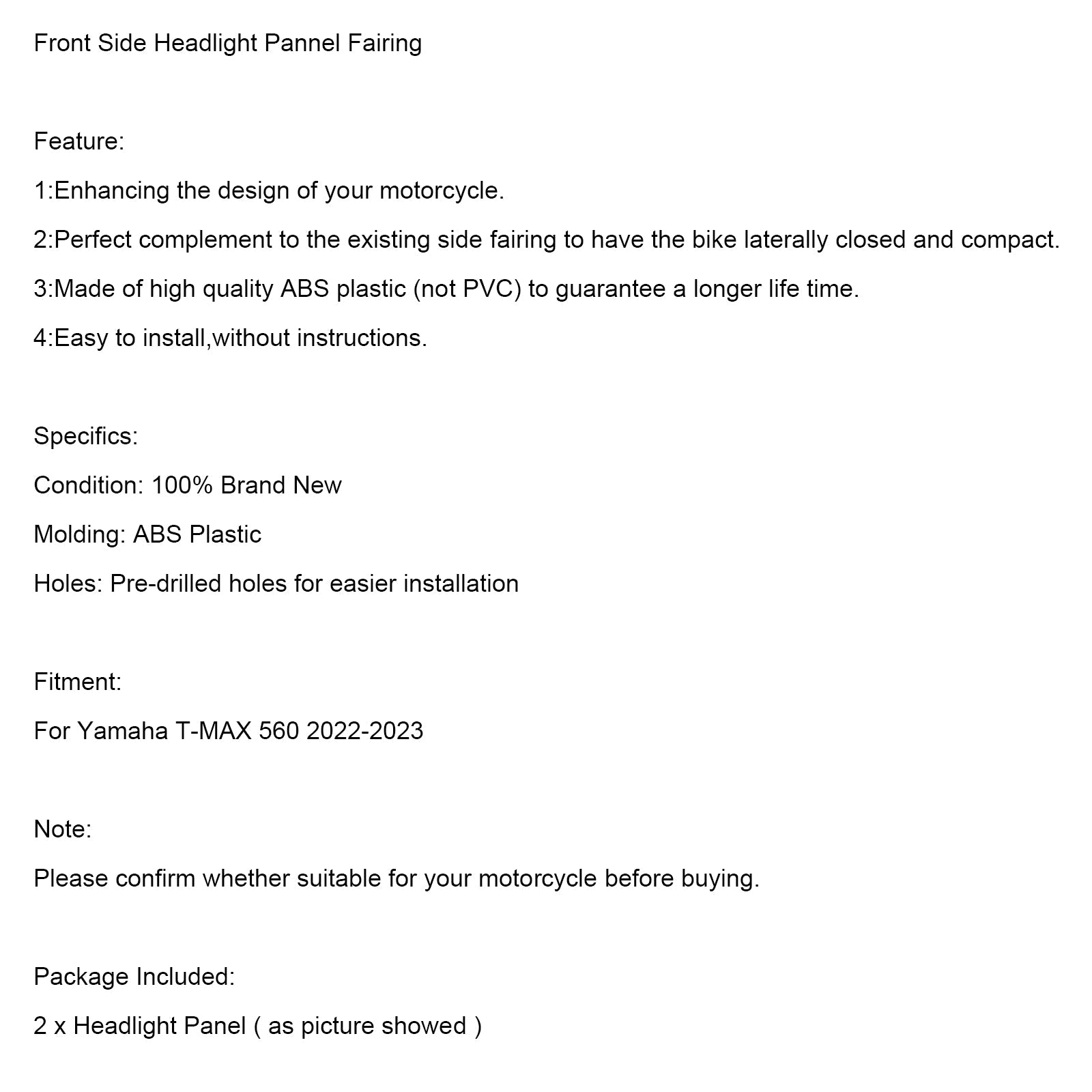 2022-2023 Yamaha T-MAX 560 Owiewka przedniego panelu reflektorów bocznych