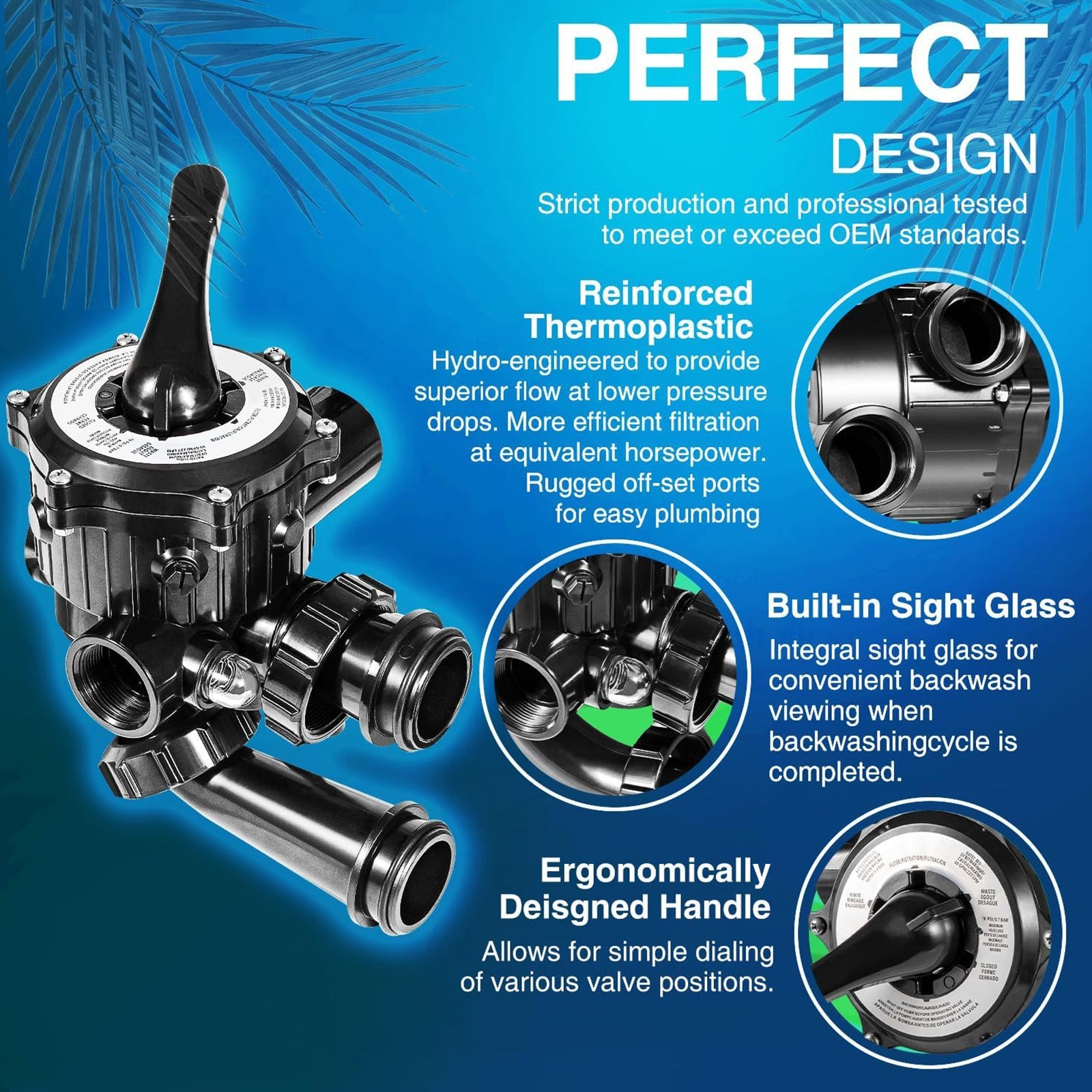 Valvola multiport multi-flo SPX0710x32, 1,5 pollici, adattata alle piscine della serie Hayward S200 e S240